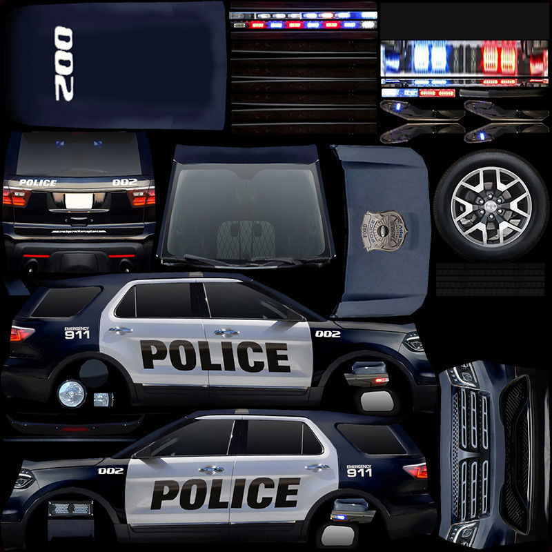 Generic Police v4 SUV Low-poly 3D model_3