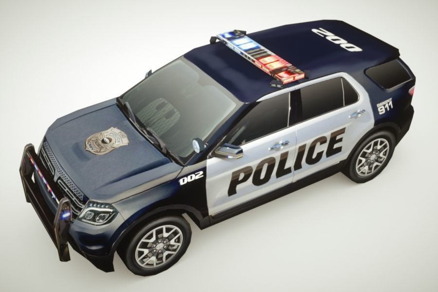 Generic Police v4 SUV Low-poly 3D model_5