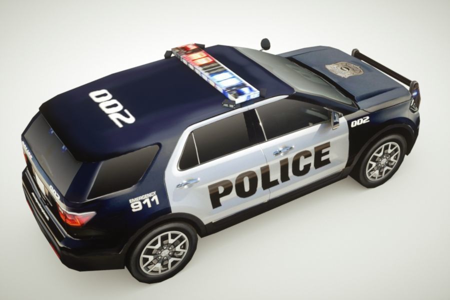 Generic Police v4 SUV Low-poly 3D model_6