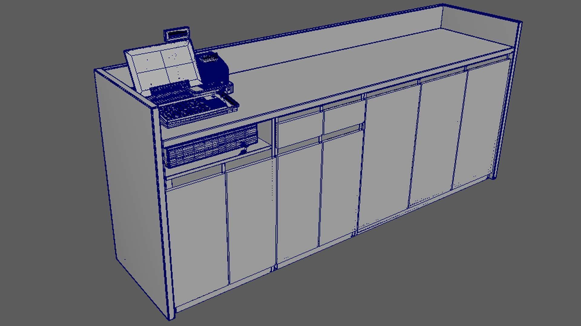 CashierDesk Low-poly 3D model_5