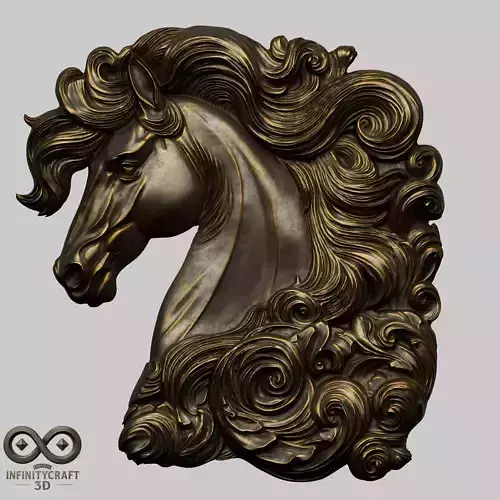 Horse Head Relief STL file for 3d Printing or CNC