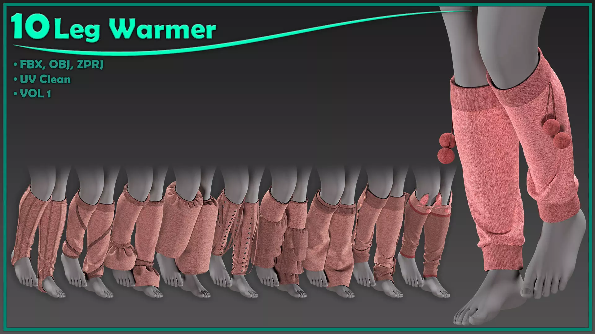 10 female leg warmer 3D model