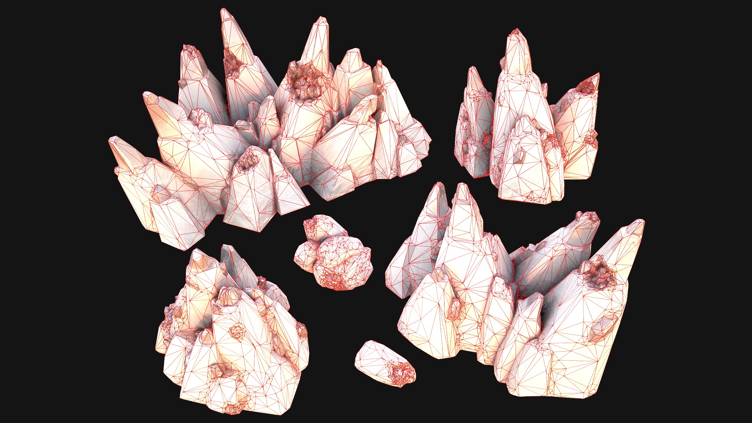 Rocks Crystals Minerals Gem Ore Pack Low-poly 3D model_52