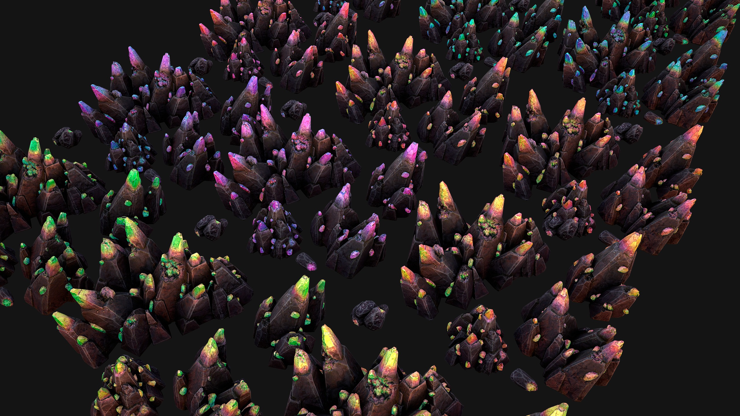 Rocks Crystals Minerals Gem Ore Pack Low-poly 3D model_10