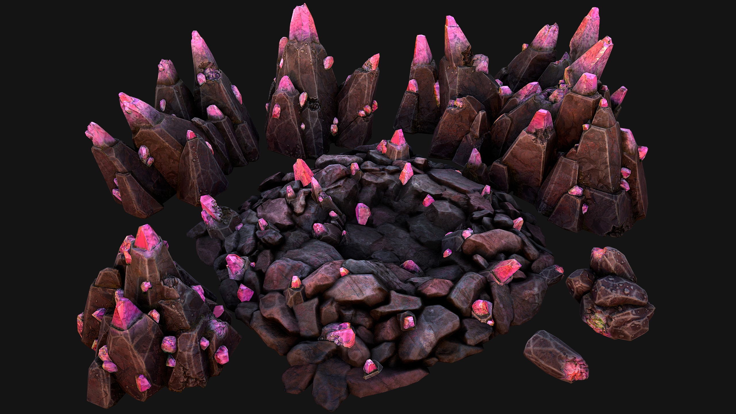 Rocks Crystals Minerals Gem Ore Pack Low-poly 3D model_34