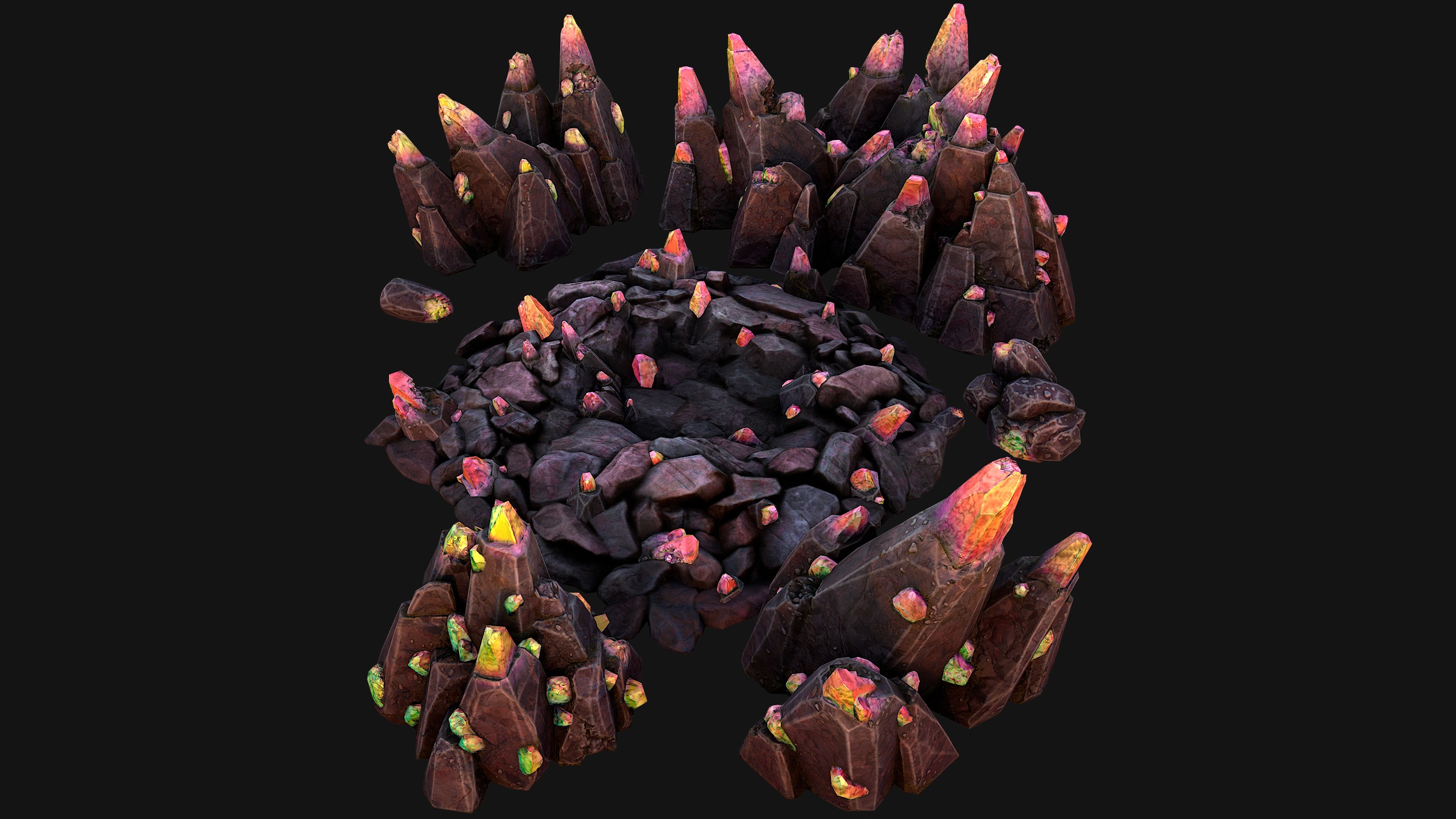 Rocks Crystals Minerals Gem Ore Pack Low-poly 3D model_21