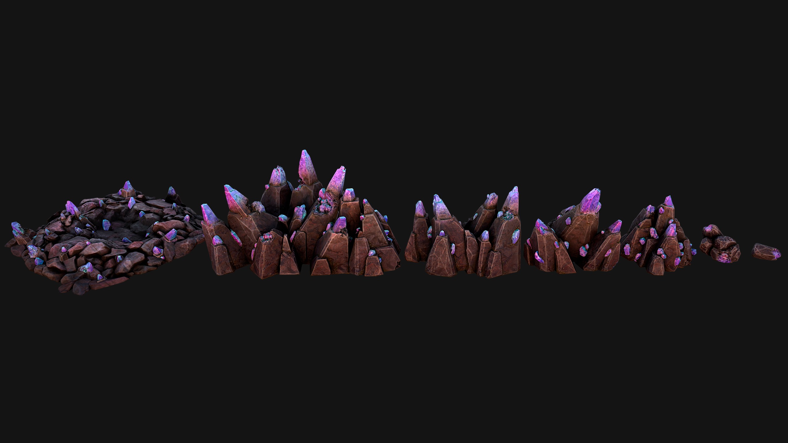 Rocks Crystals Minerals Gem Ore Pack Low-poly 3D model_16