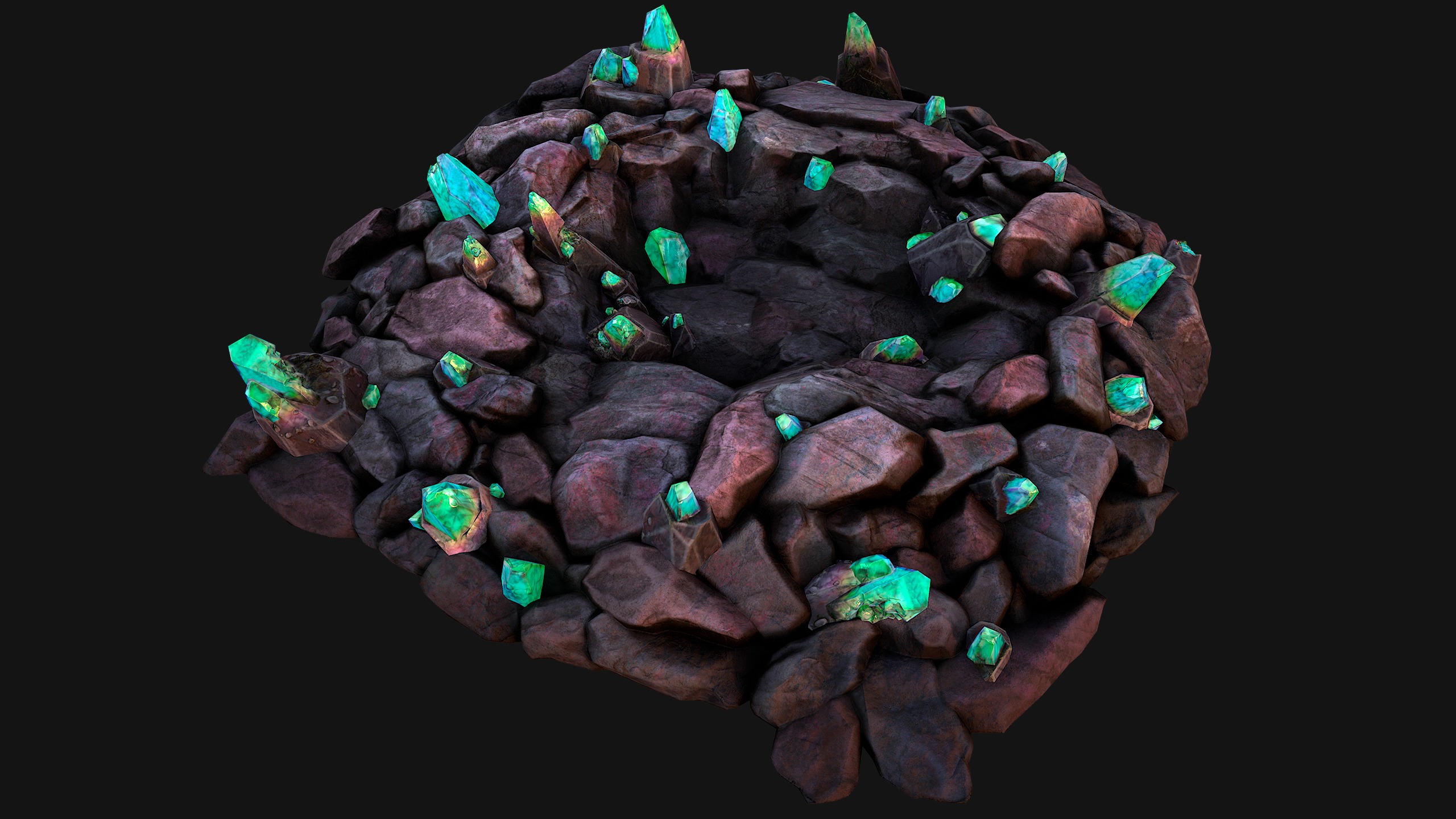 Rocks Crystals Minerals Gem Ore Pack Low-poly 3D model_23