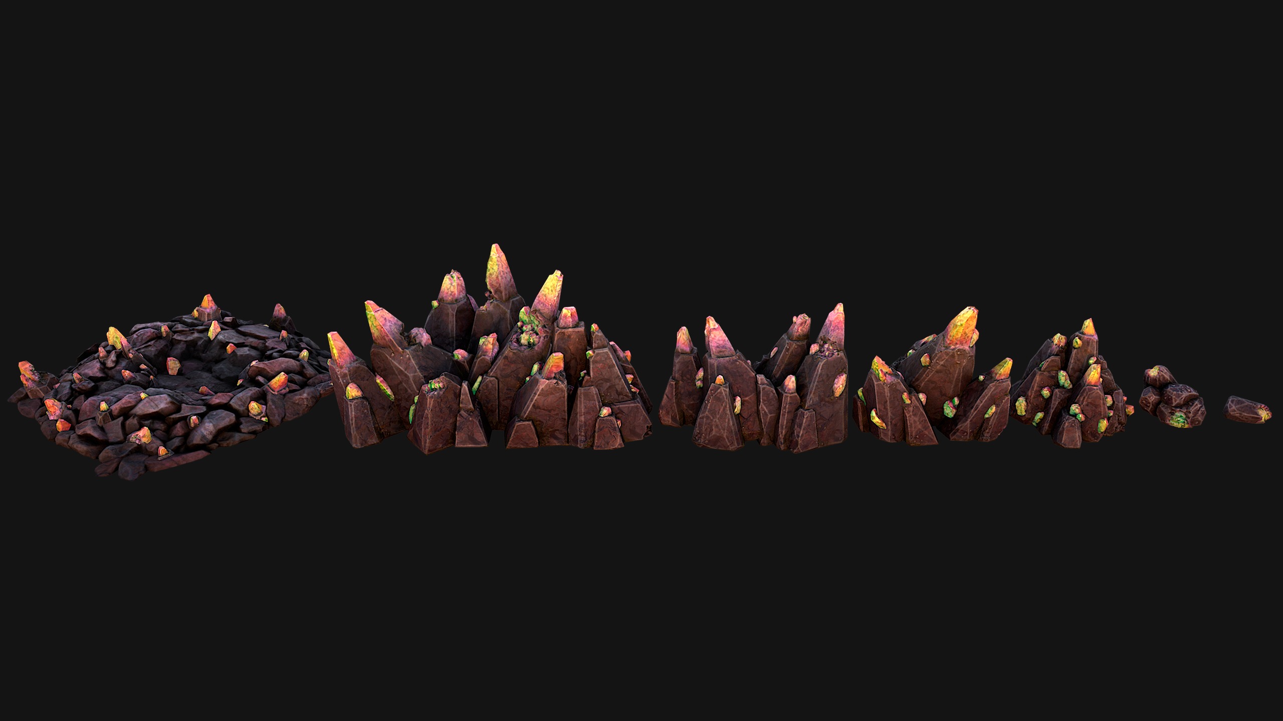 Rocks Crystals Minerals Gem Ore Pack Low-poly 3D model_17