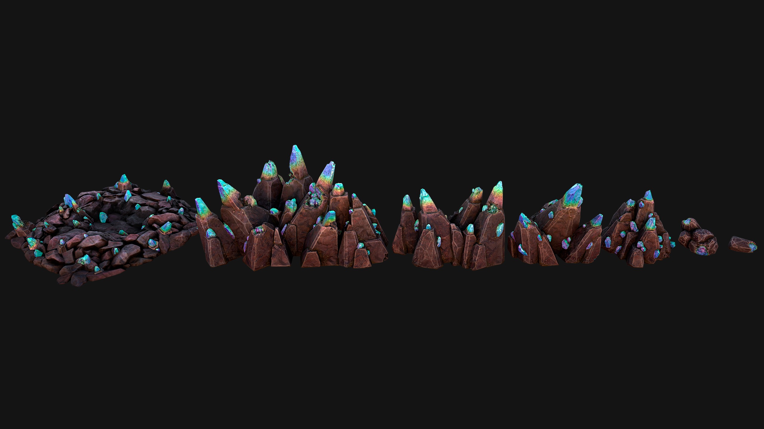 Rocks Crystals Minerals Gem Ore Pack Low-poly 3D model_15