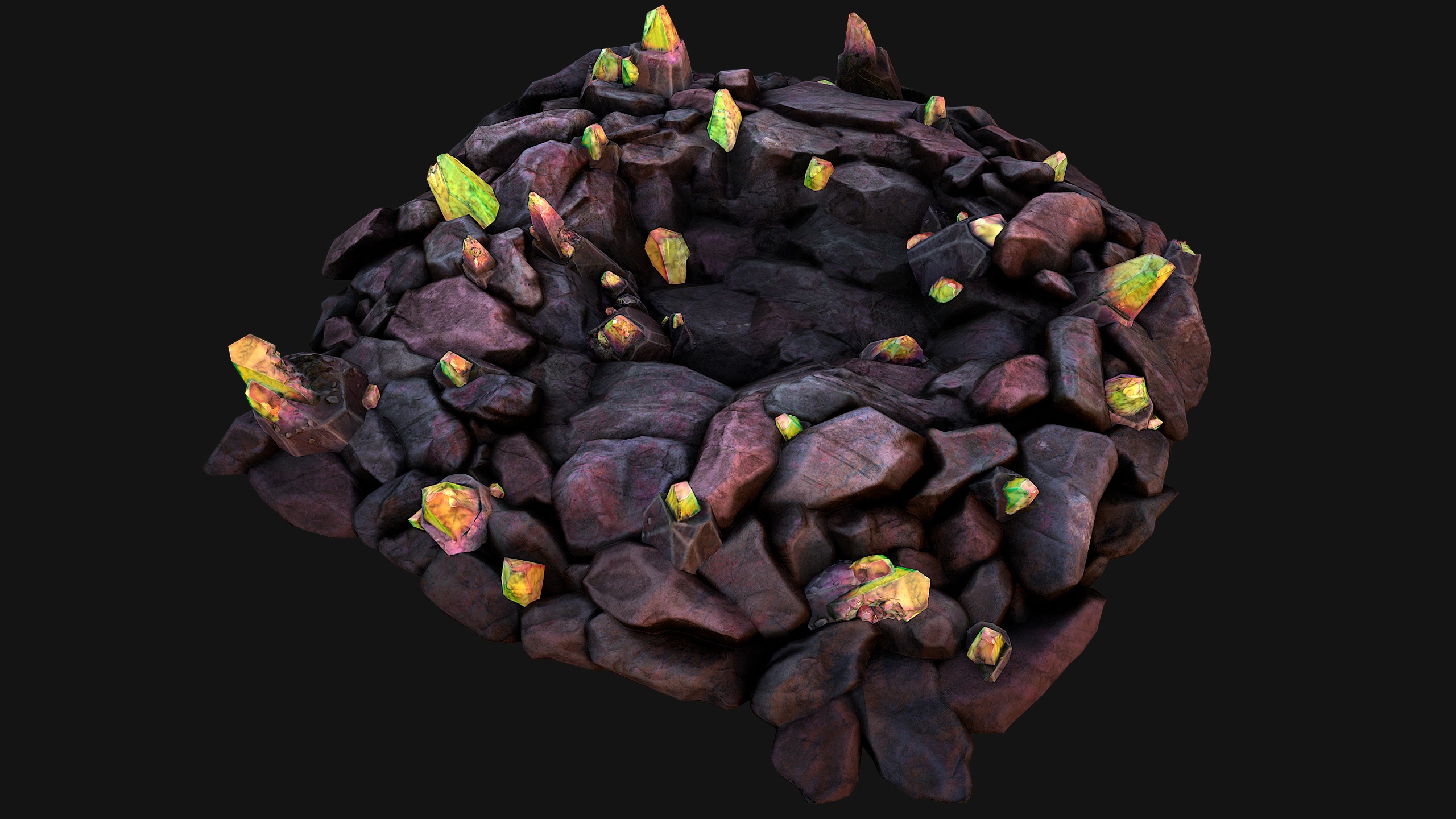 Rocks Crystals Minerals Gem Ore Pack Low-poly 3D model_39