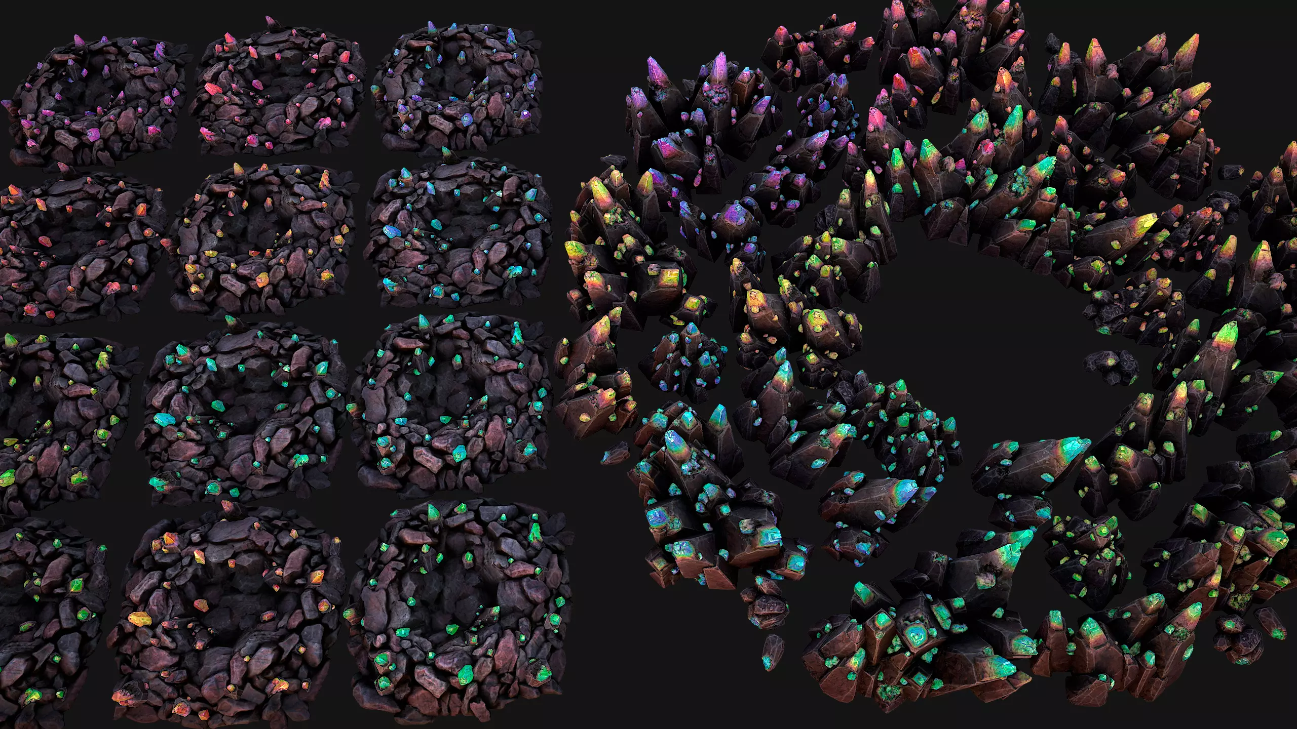 Rocks Crystals Minerals Gem Ore Pack Low-poly 3D model_0