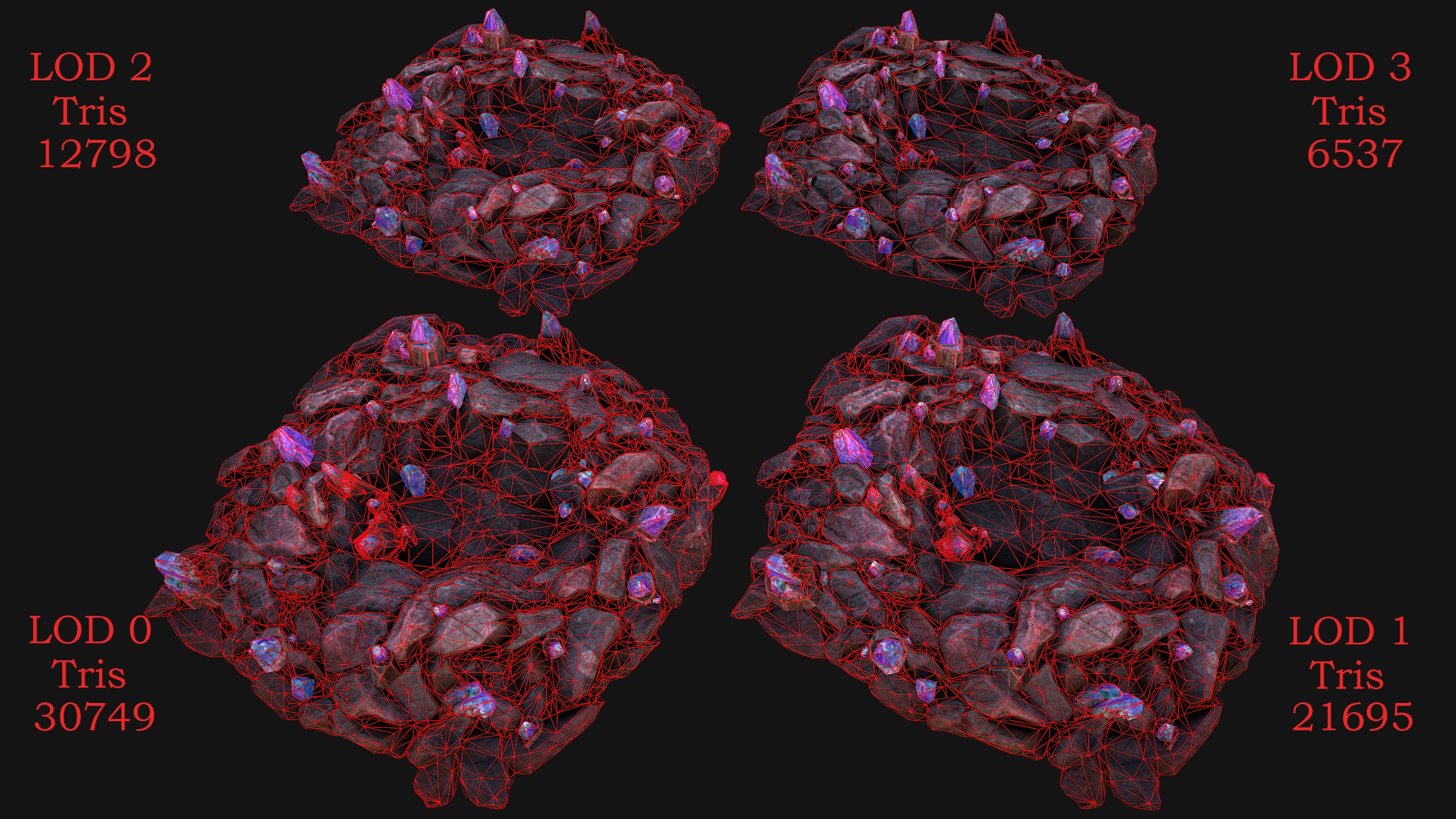 Rocks Crystals Minerals Gem Ore Pack Low-poly 3D model_4