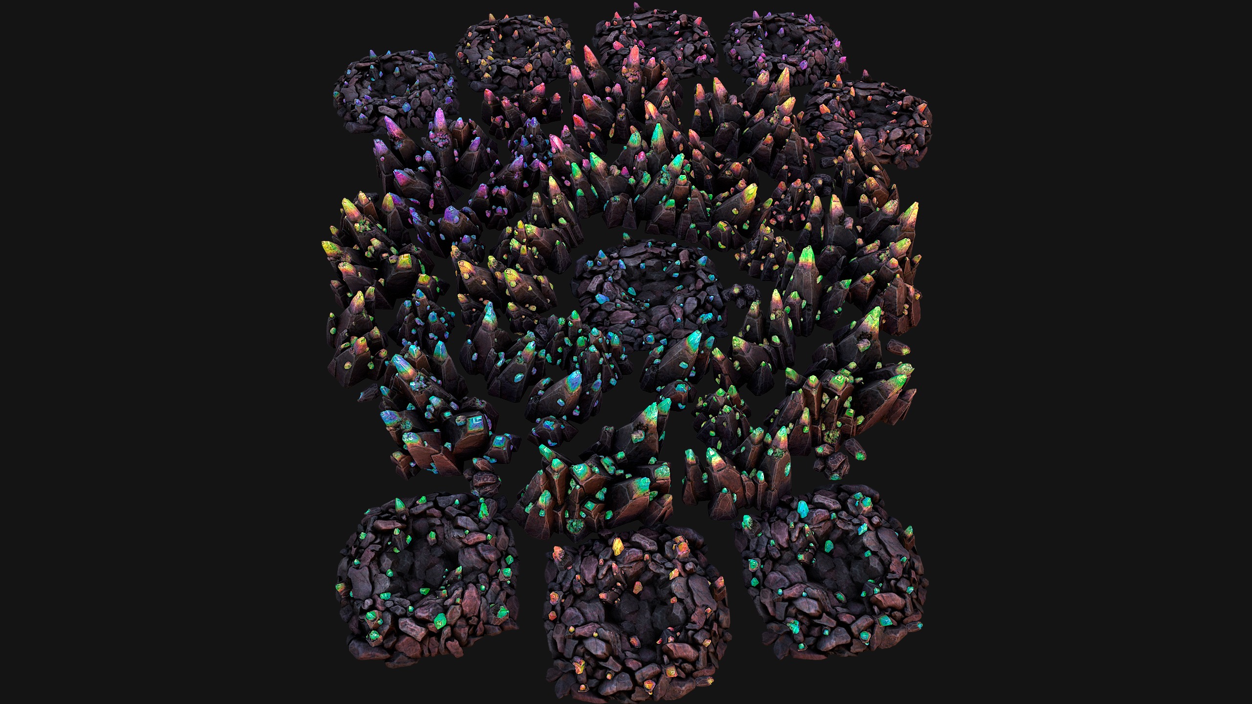 Rocks Crystals Minerals Gem Ore Pack Low-poly 3D model_6