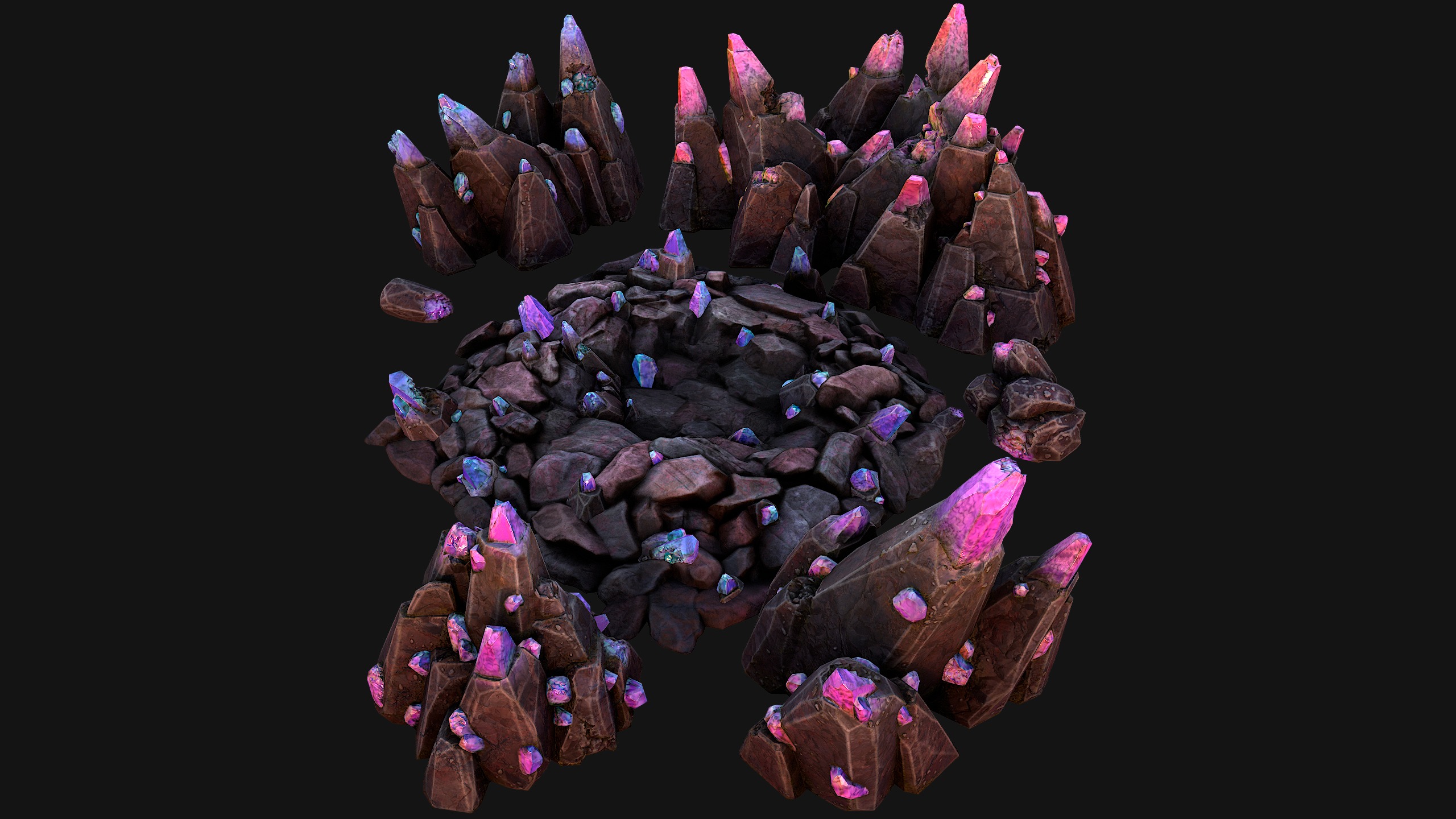 Rocks Crystals Minerals Gem Ore Pack Low-poly 3D model_20