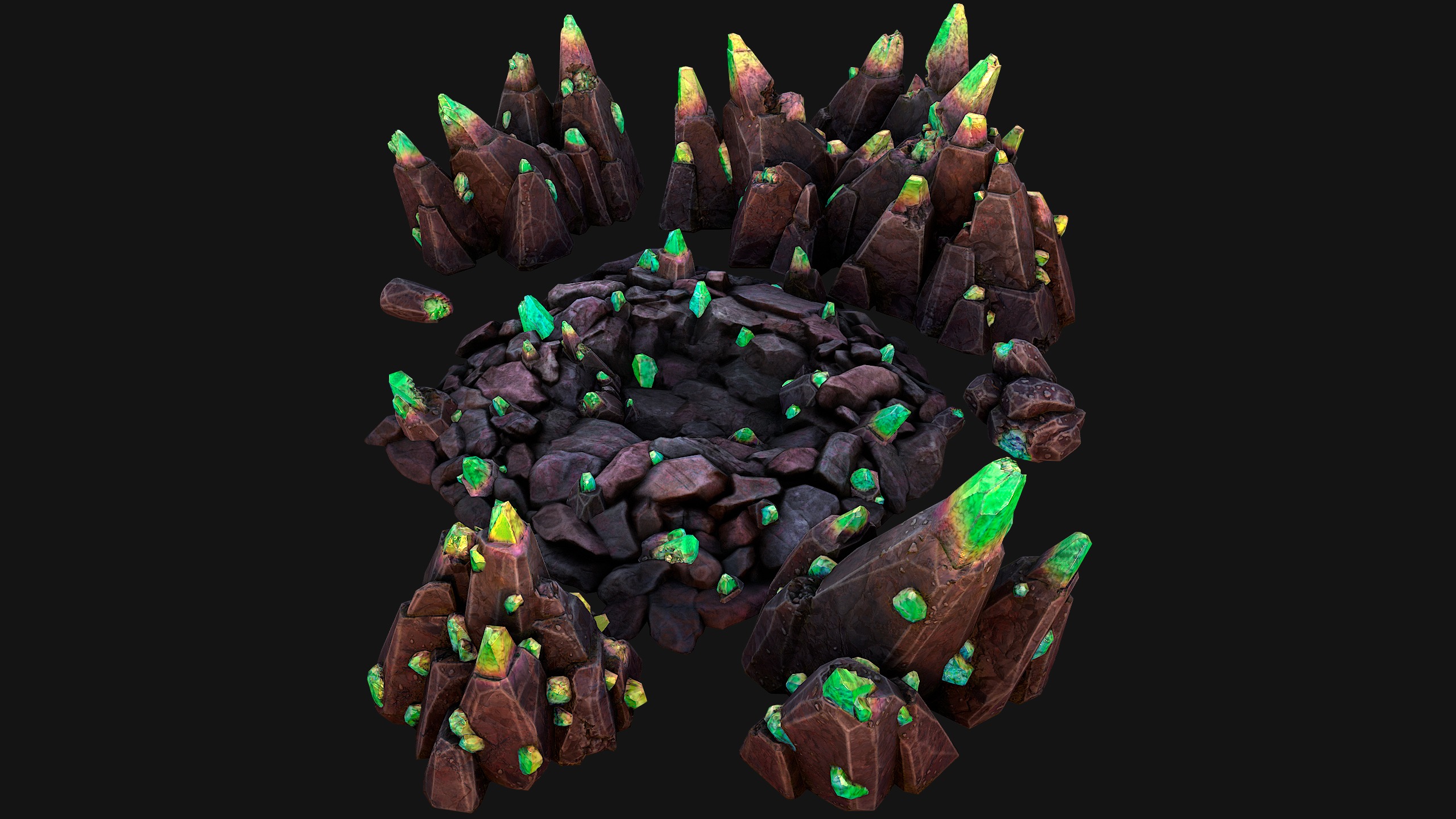 Rocks Crystals Minerals Gem Ore Pack Low-poly 3D model_22