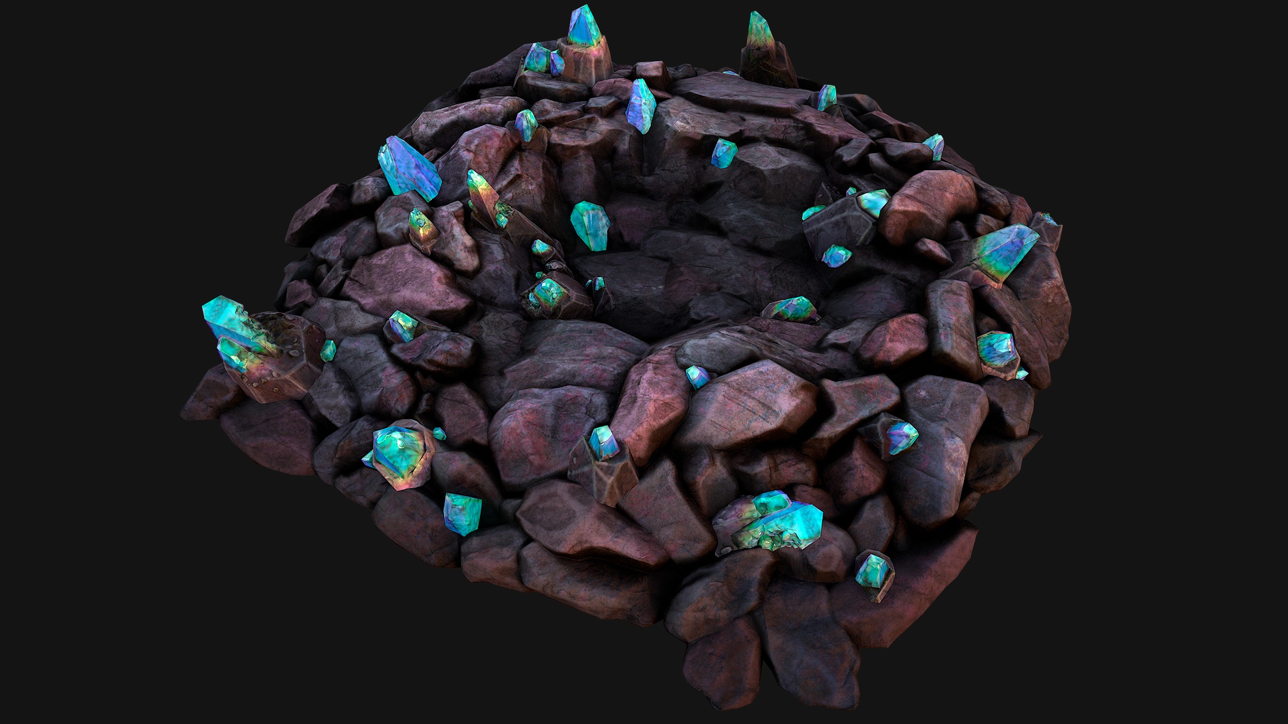 Rocks Crystals Minerals Gem Ore Pack Low-poly 3D model_25