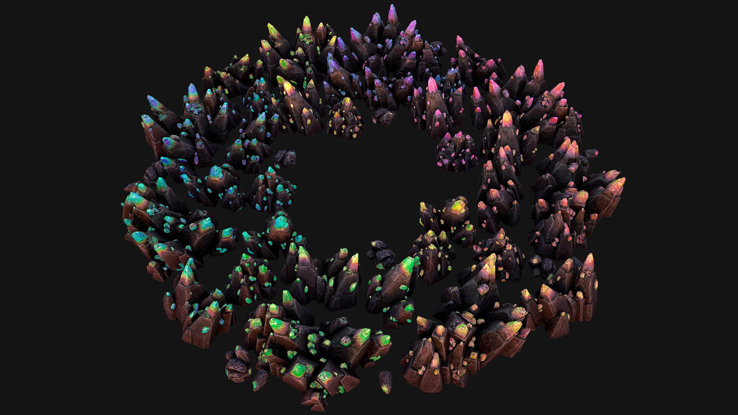 Rocks Crystals Minerals Gem Ore Pack Low-poly 3D model_8