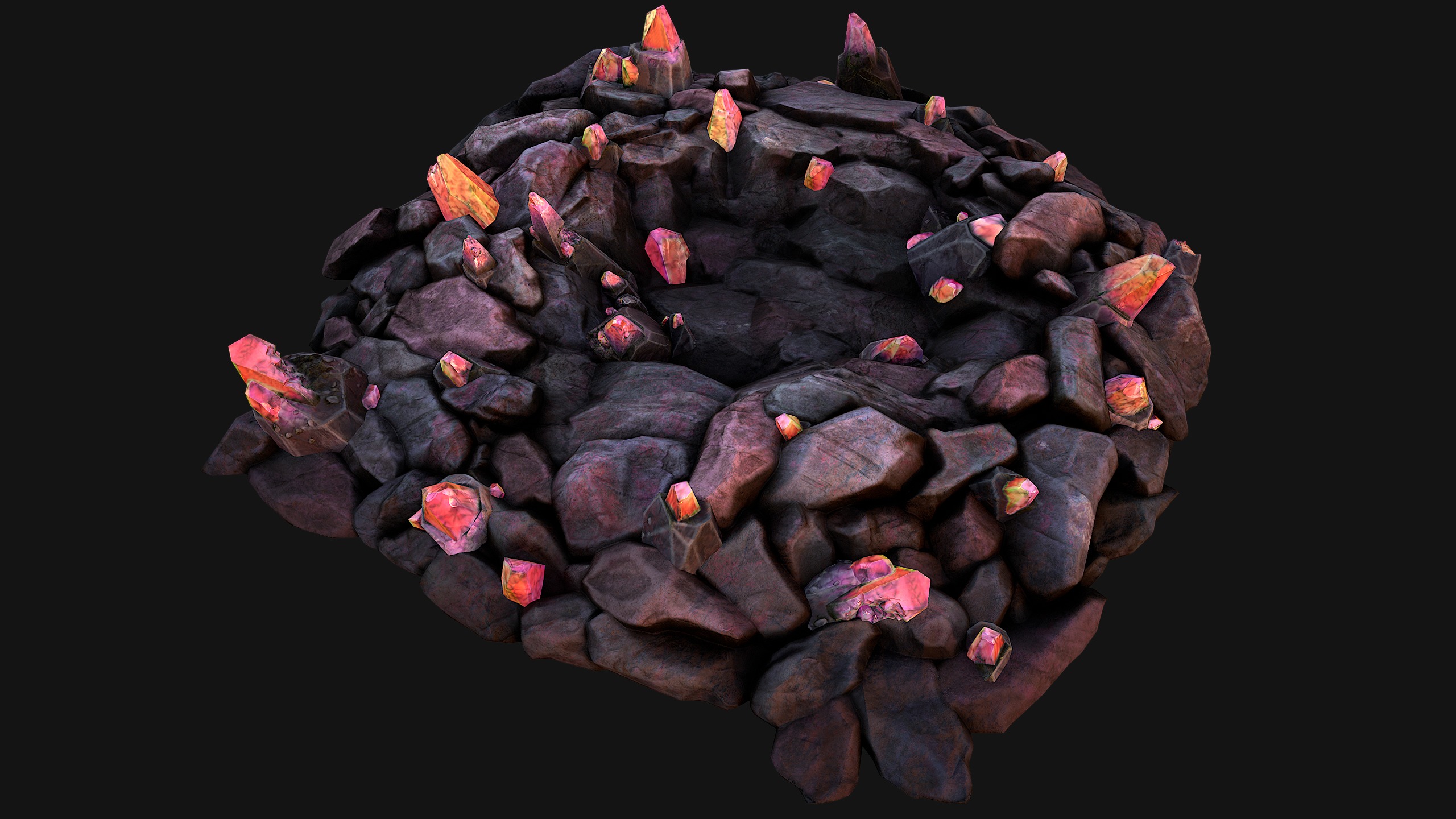 Rocks Crystals Minerals Gem Ore Pack Low-poly 3D model_35