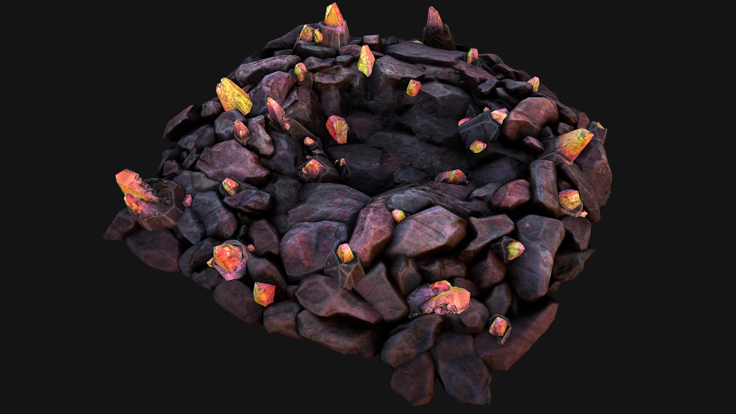 Rocks Crystals Minerals Gem Ore Pack Low-poly 3D model_37