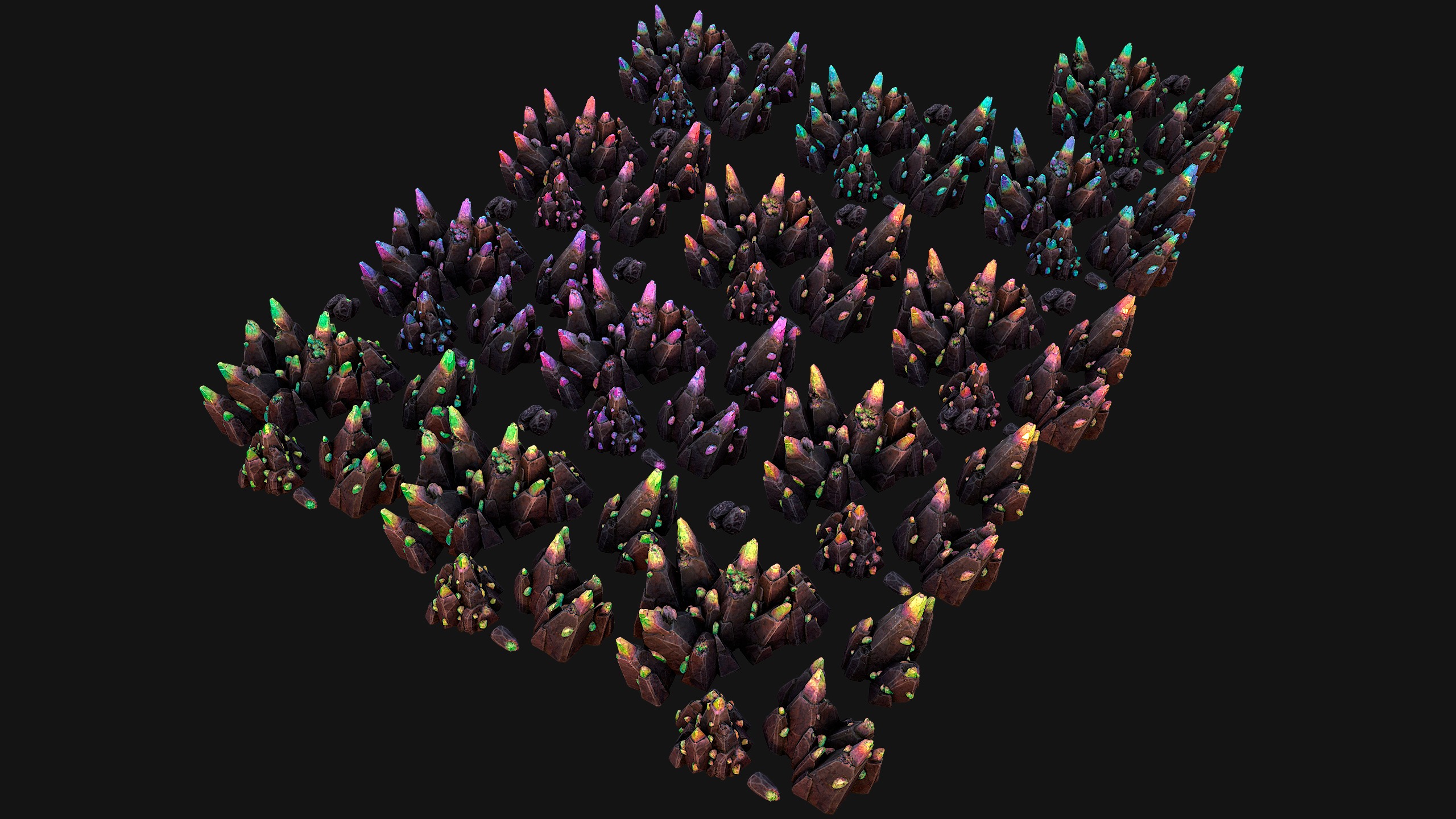 Rocks Crystals Minerals Gem Ore Pack Low-poly 3D model_9