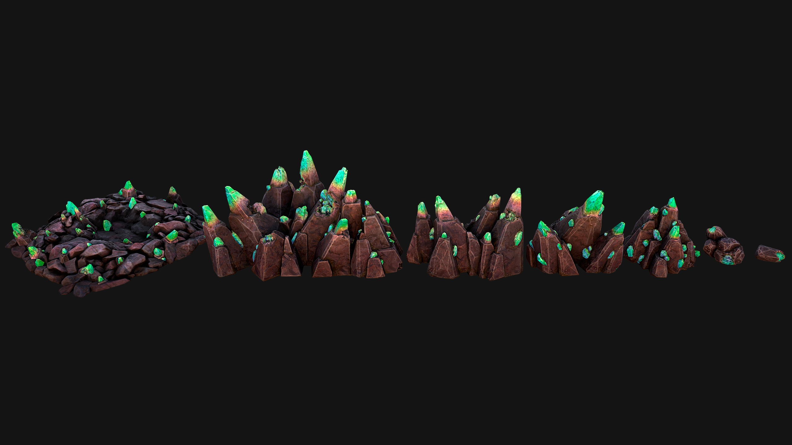 Rocks Crystals Minerals Gem Ore Pack Low-poly 3D model_18