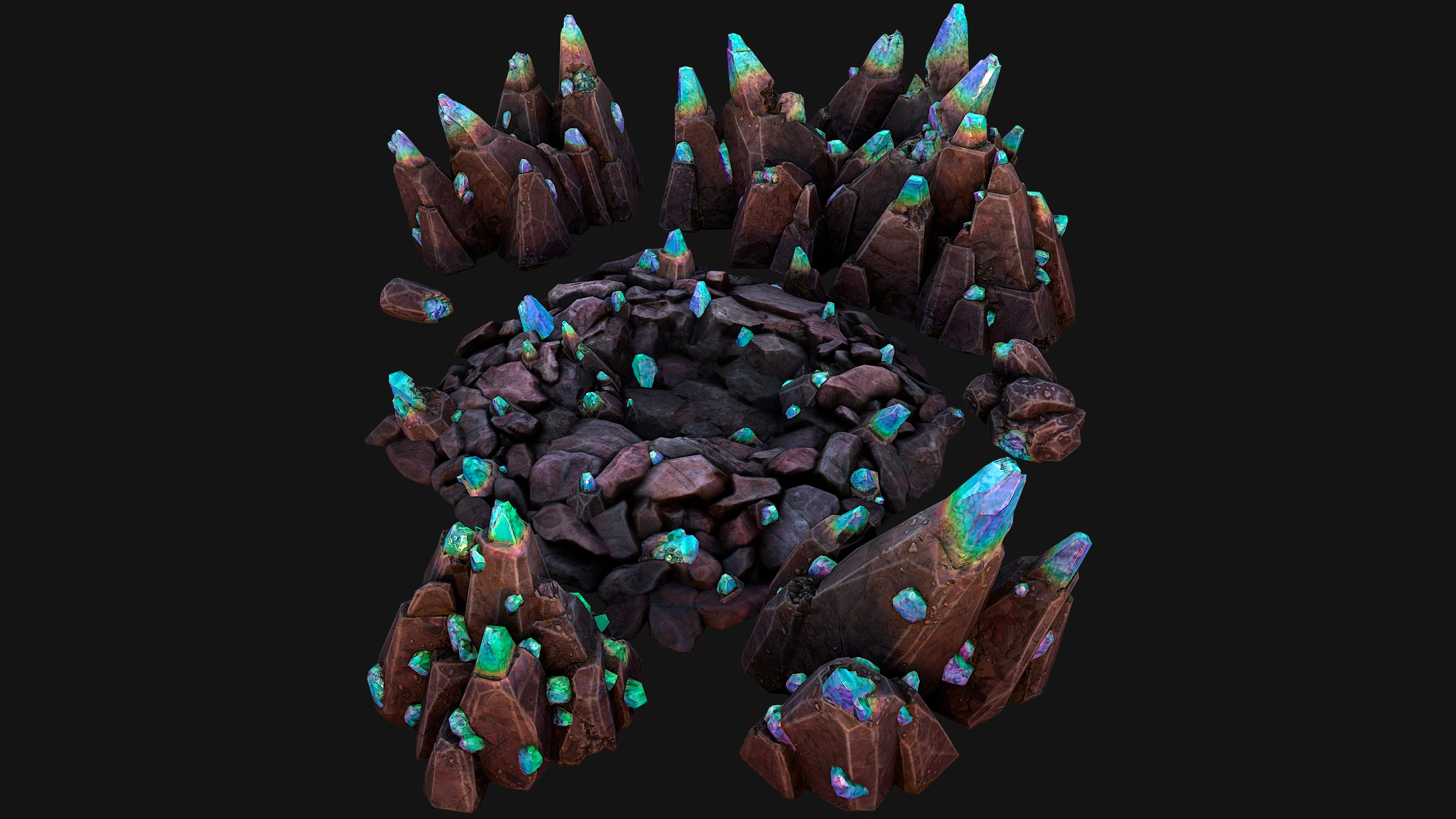 Rocks Crystals Minerals Gem Ore Pack Low-poly 3D model_19