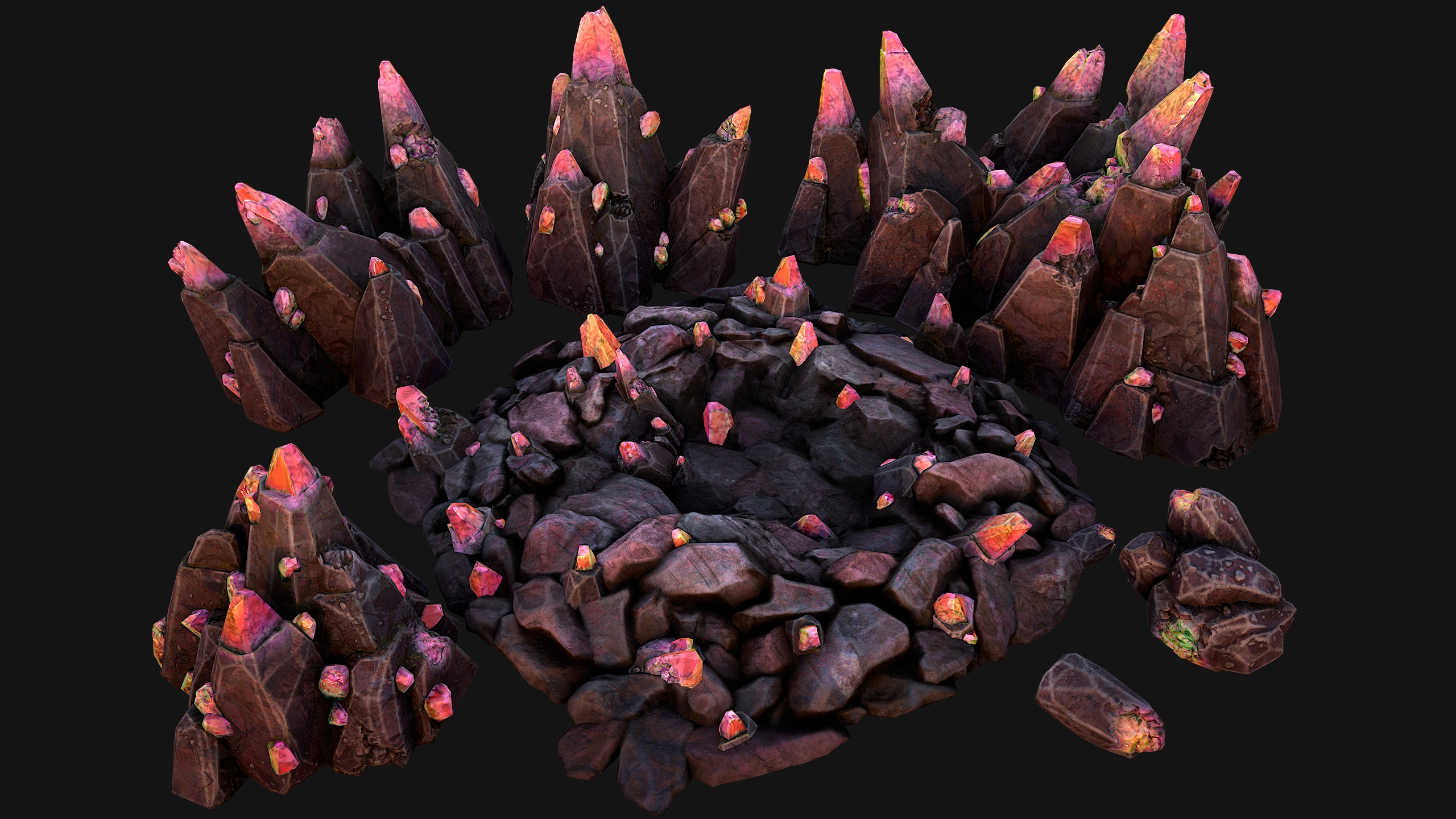 Rocks Crystals Minerals Gem Ore Pack Low-poly 3D model_36