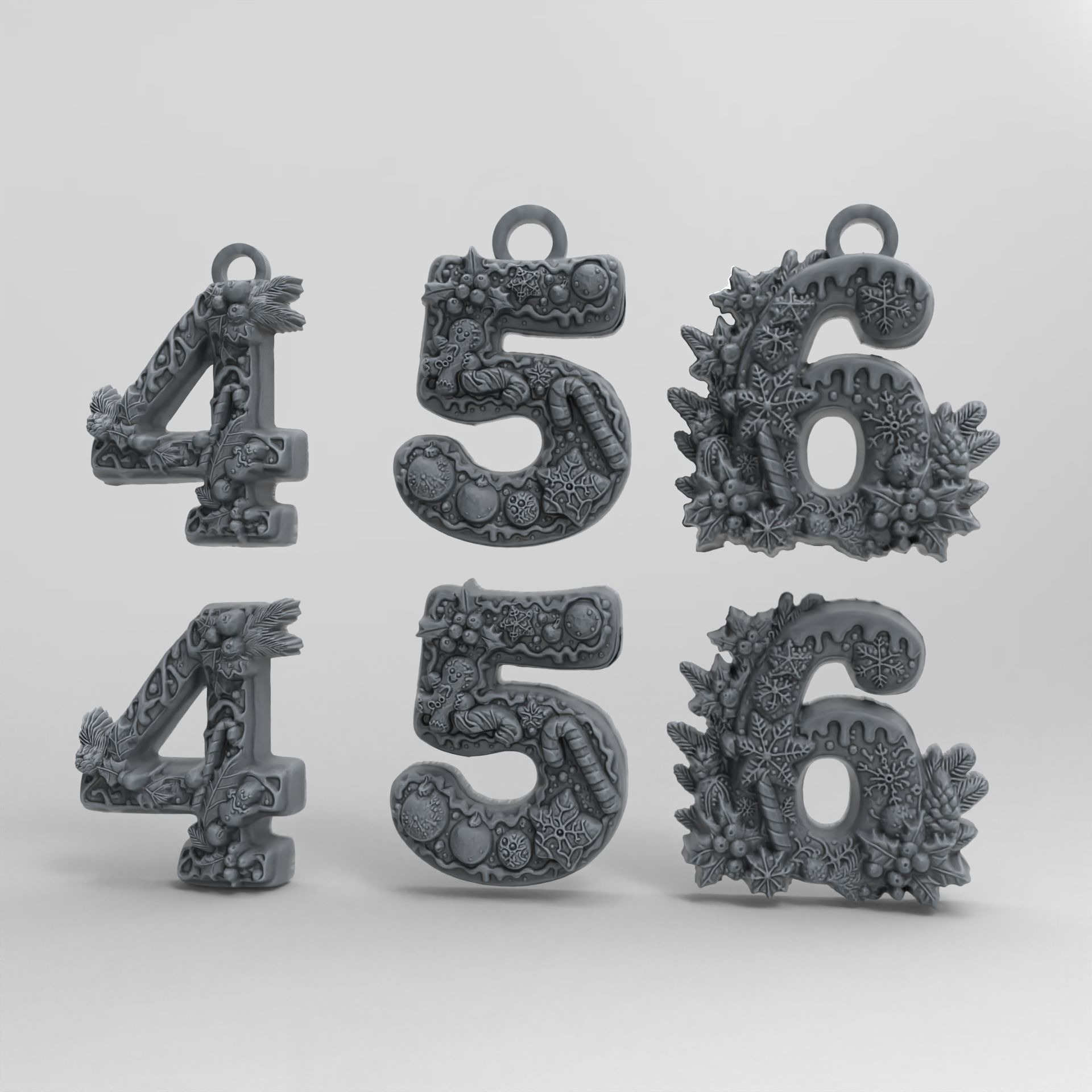 christmas number decor 4 to 6  3D print model_1