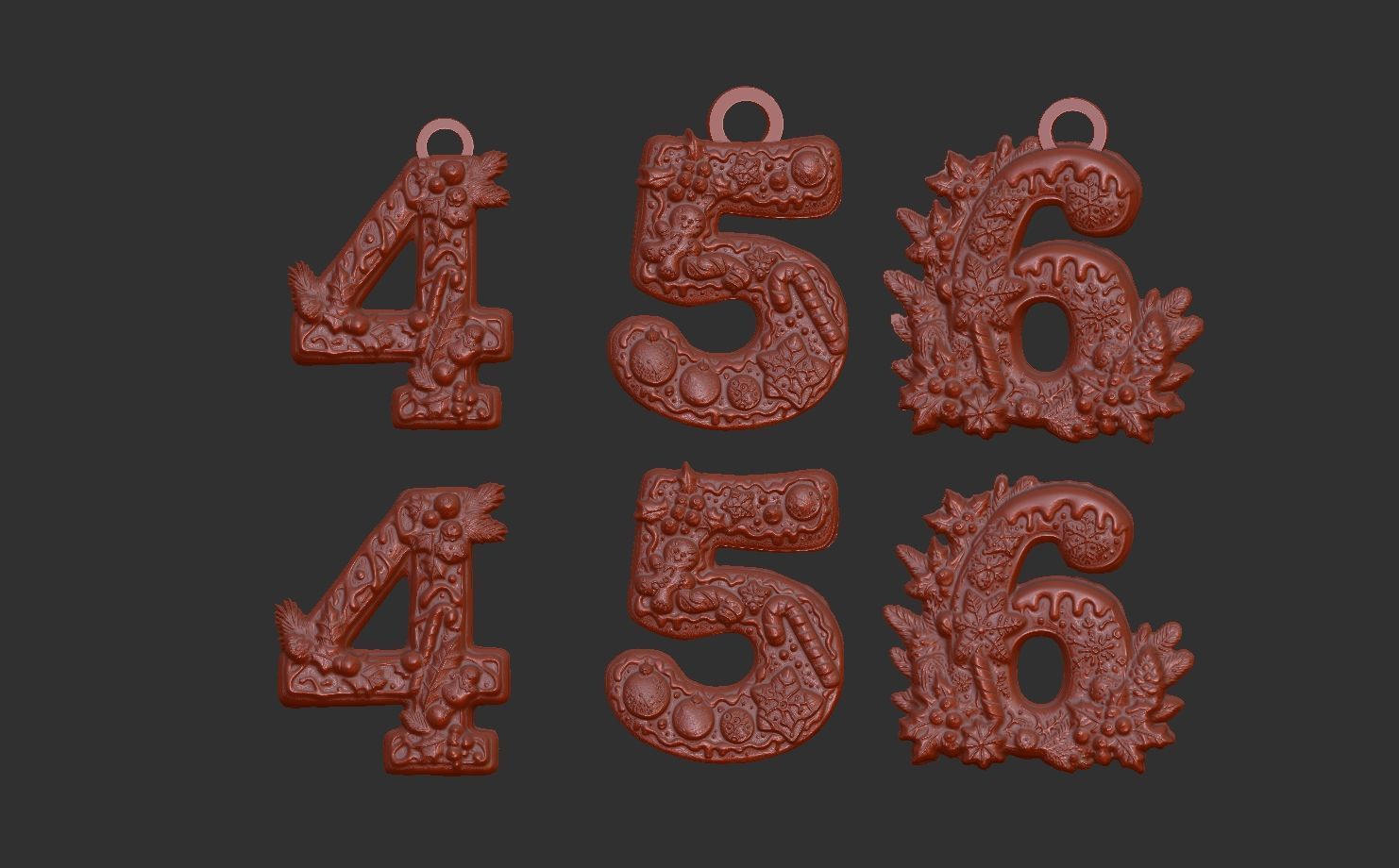 christmas number decor 4 to 6  3D print model_4