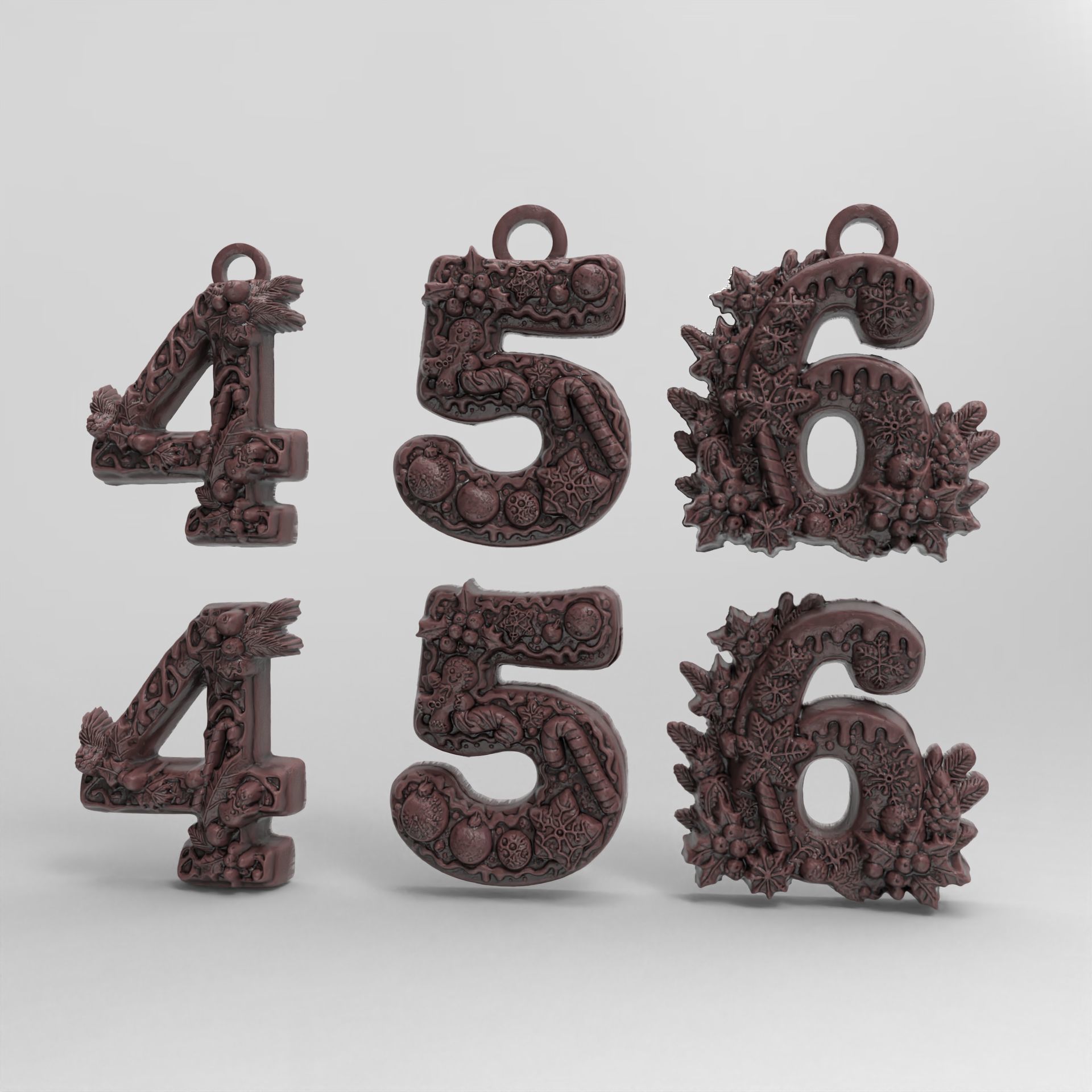 christmas number decor 4 to 6  3D print model_2