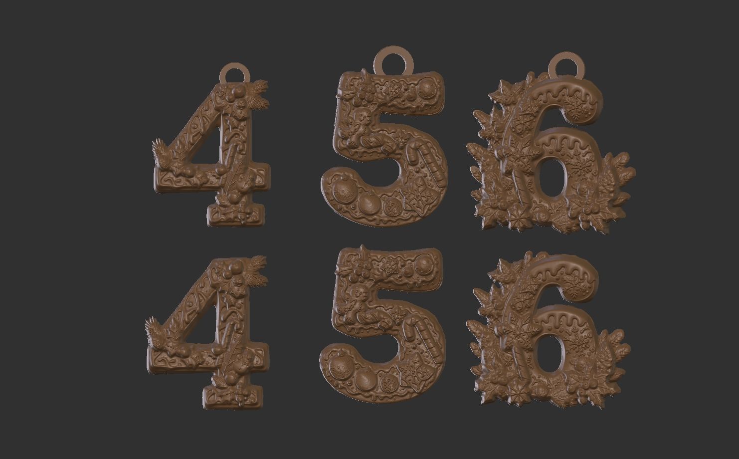 christmas number decor 4 to 6  3D print model_5