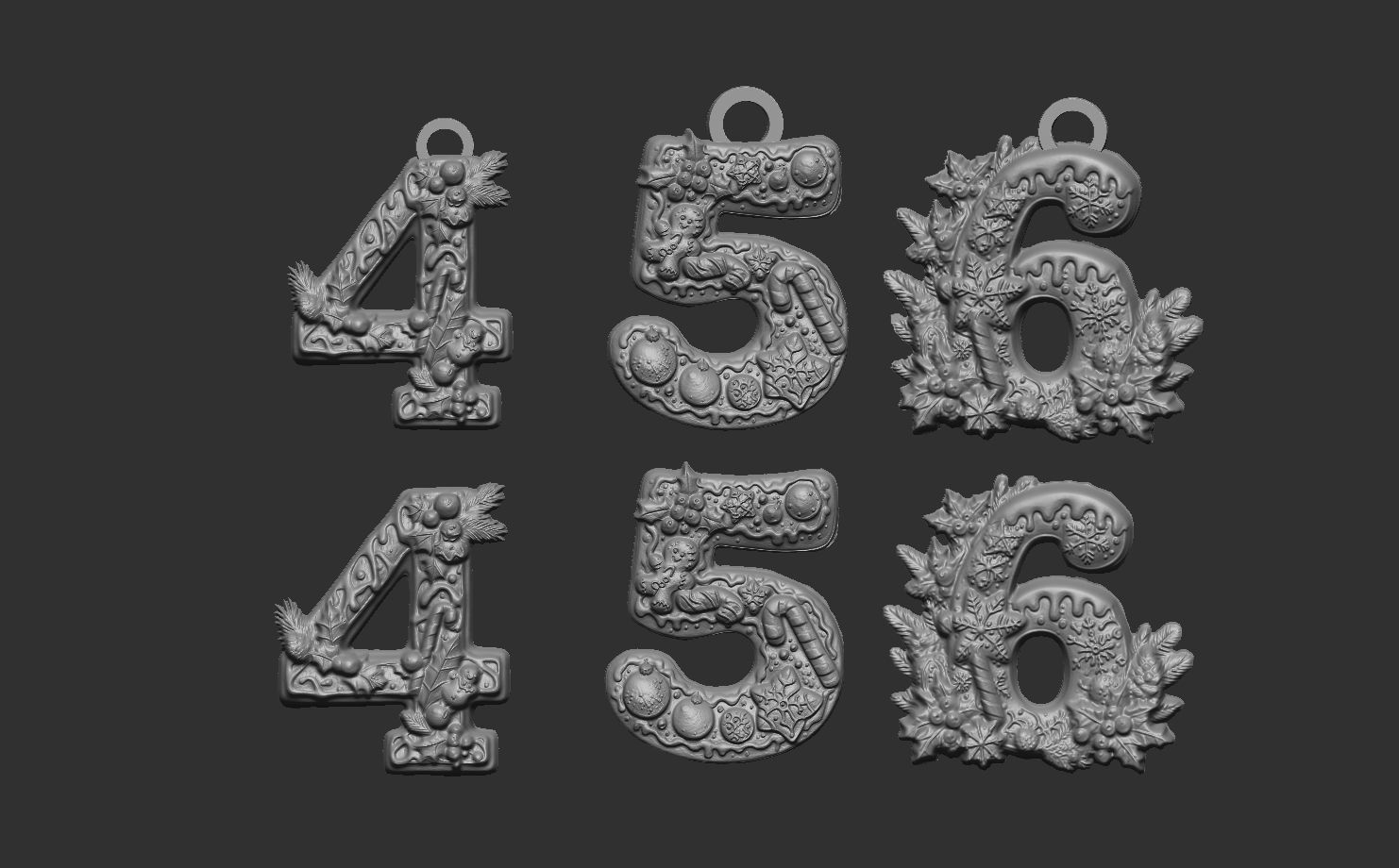 christmas number decor 4 to 6  3D print model_3