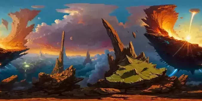 8K HDR Shattered Planet with Colossal Fragments