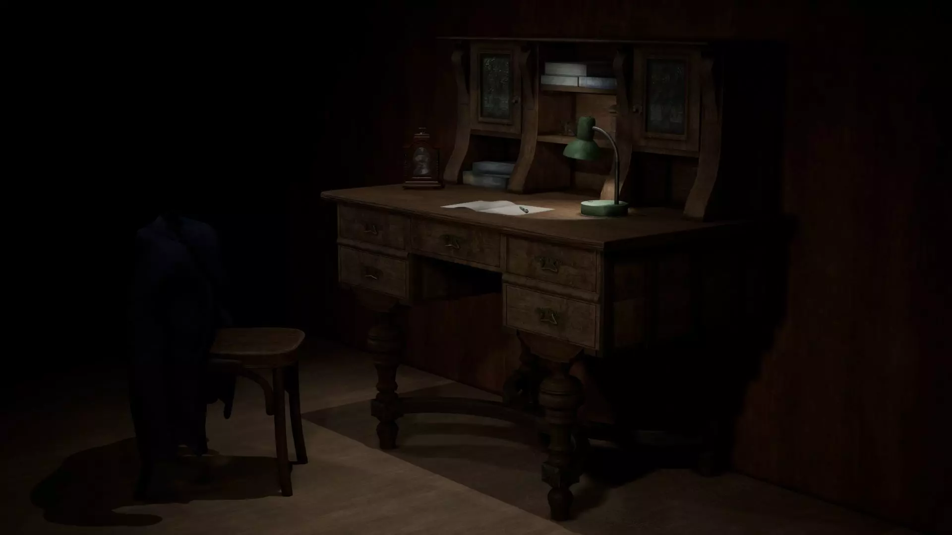 AntiqueOldTable Low-poly 3D model_0