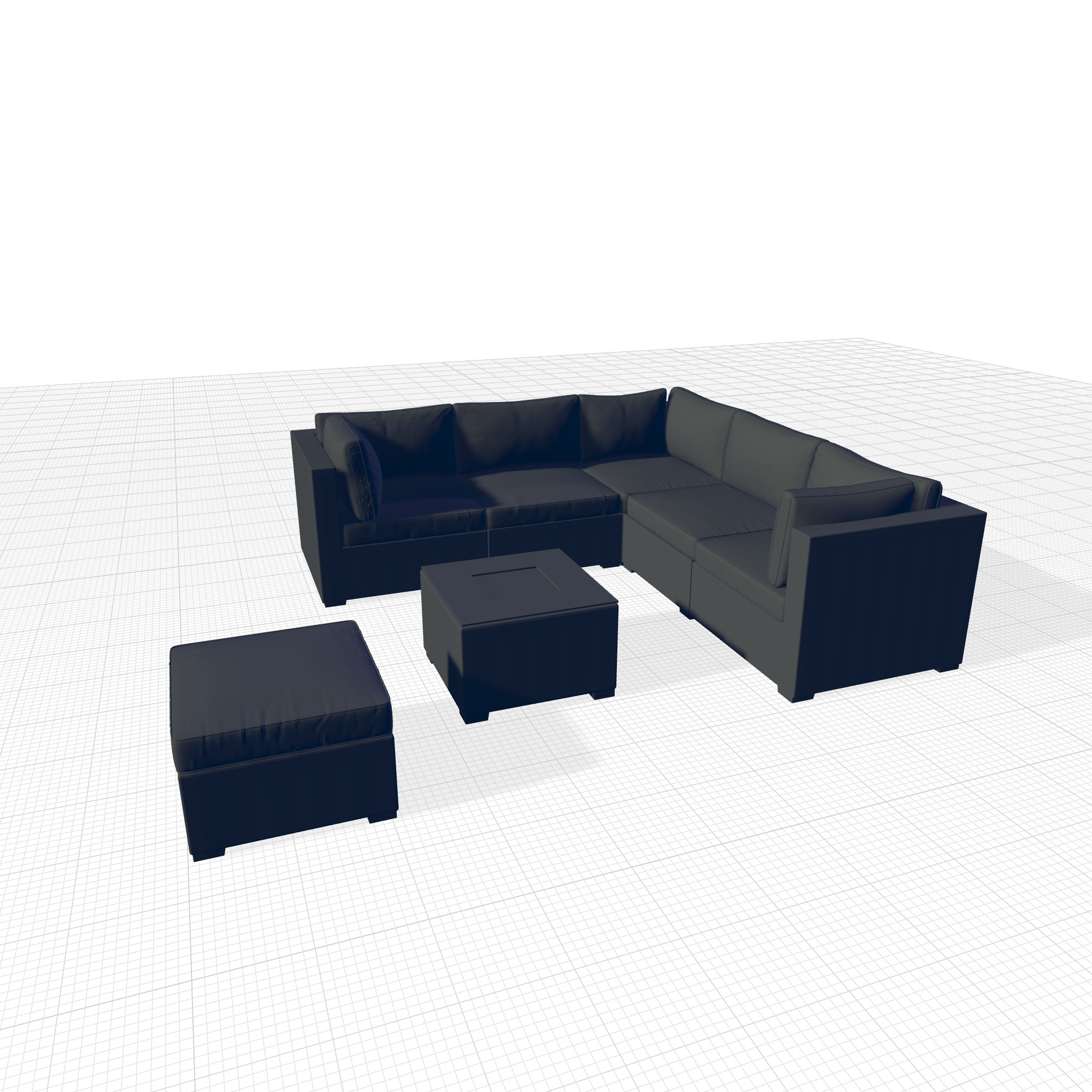 London Rattan Seating Group 3D model_2