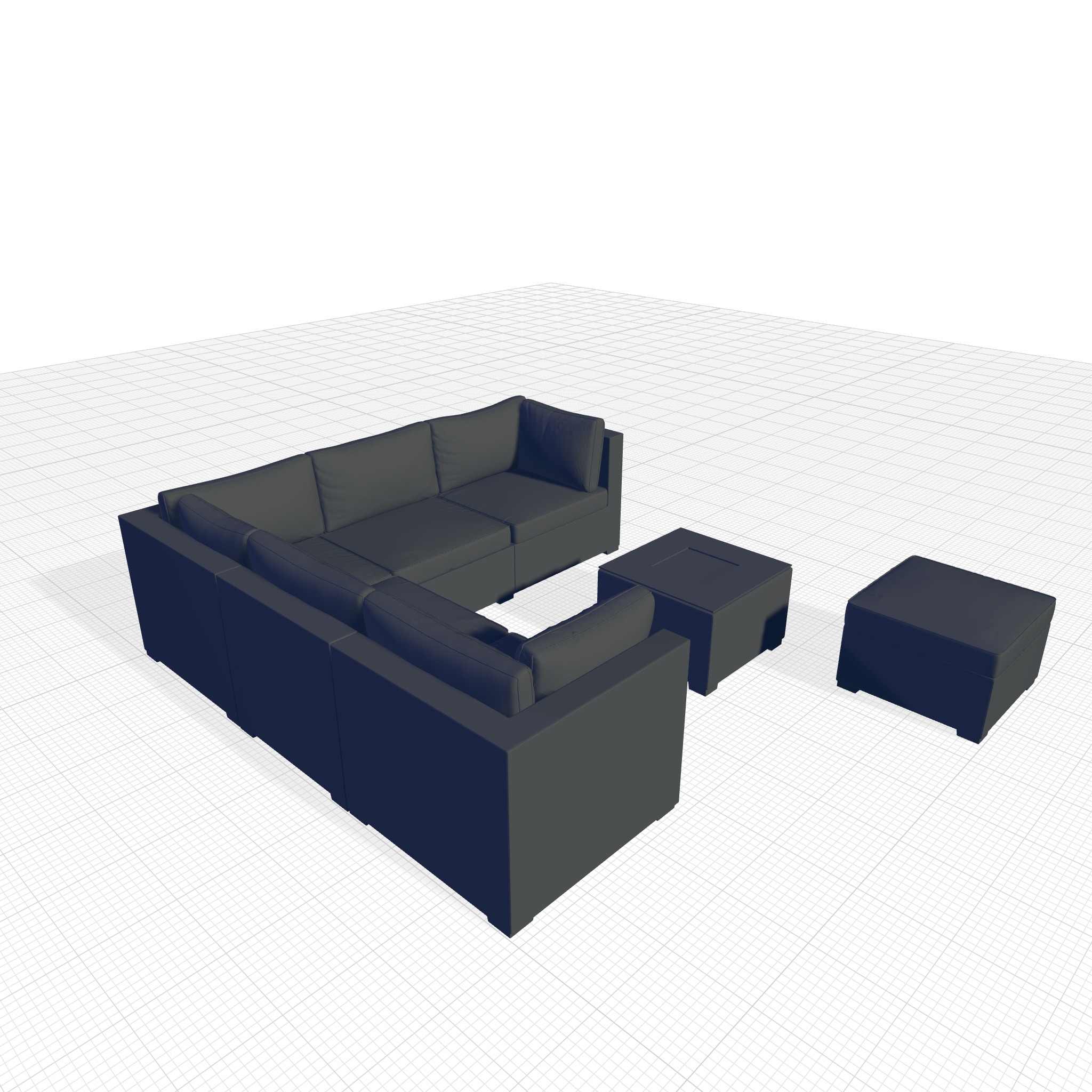 London Rattan Seating Group 3D model_5