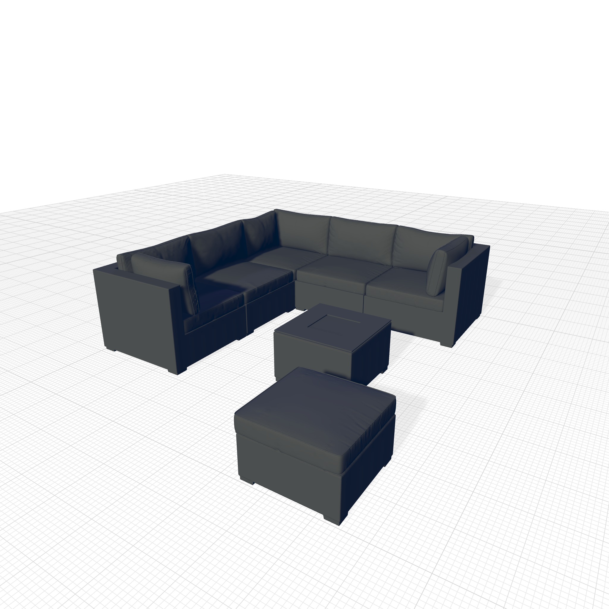 London Rattan Seating Group 3D model_1