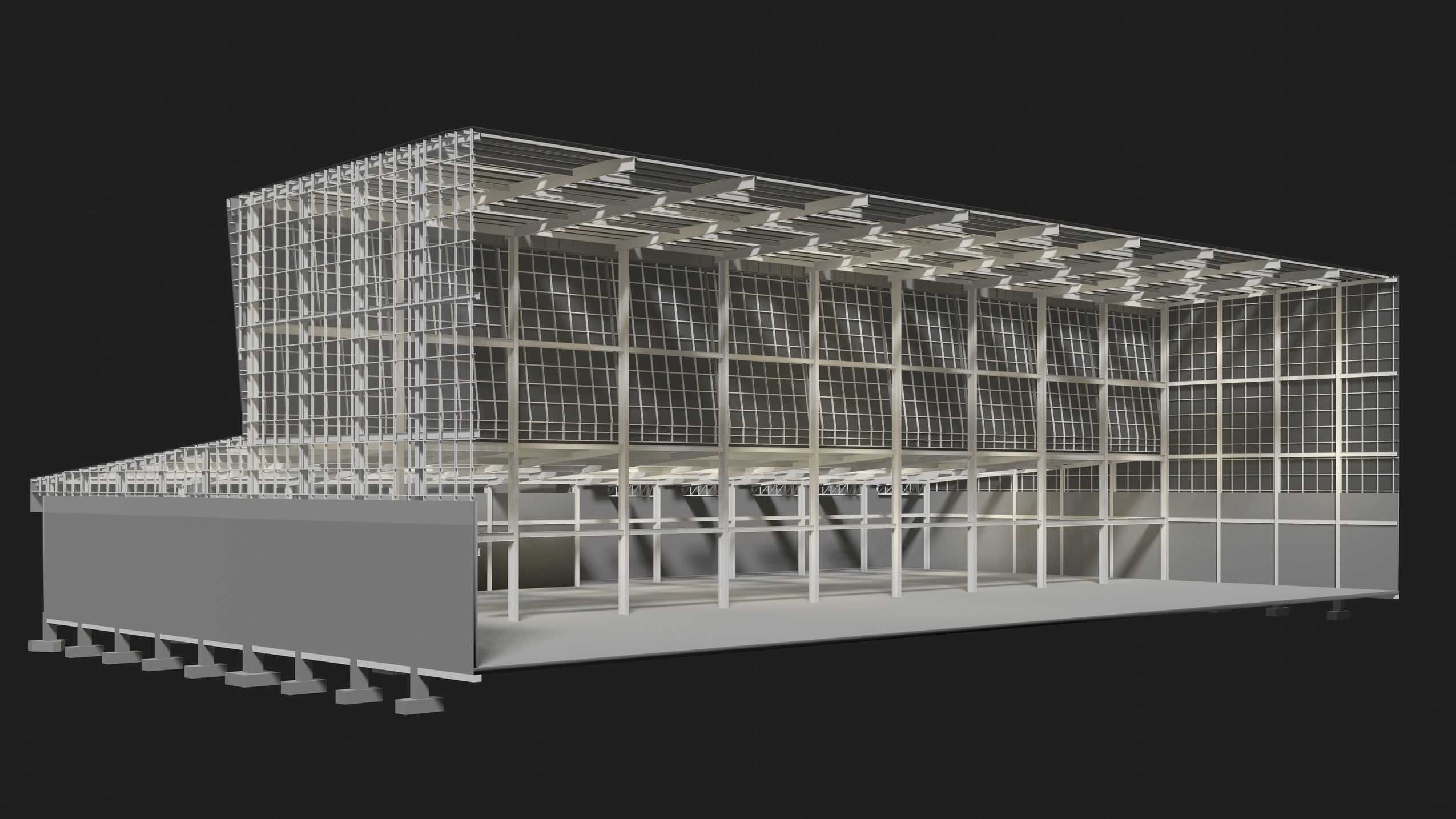 Factory building in section cut 24ZZ37 3D model_4
