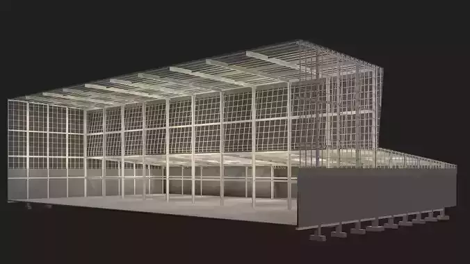 Factory building in section cut 24ZZ37 3D model