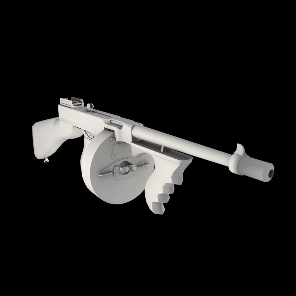 Tommy Gun Submachinegun Low-poly 3D model_15