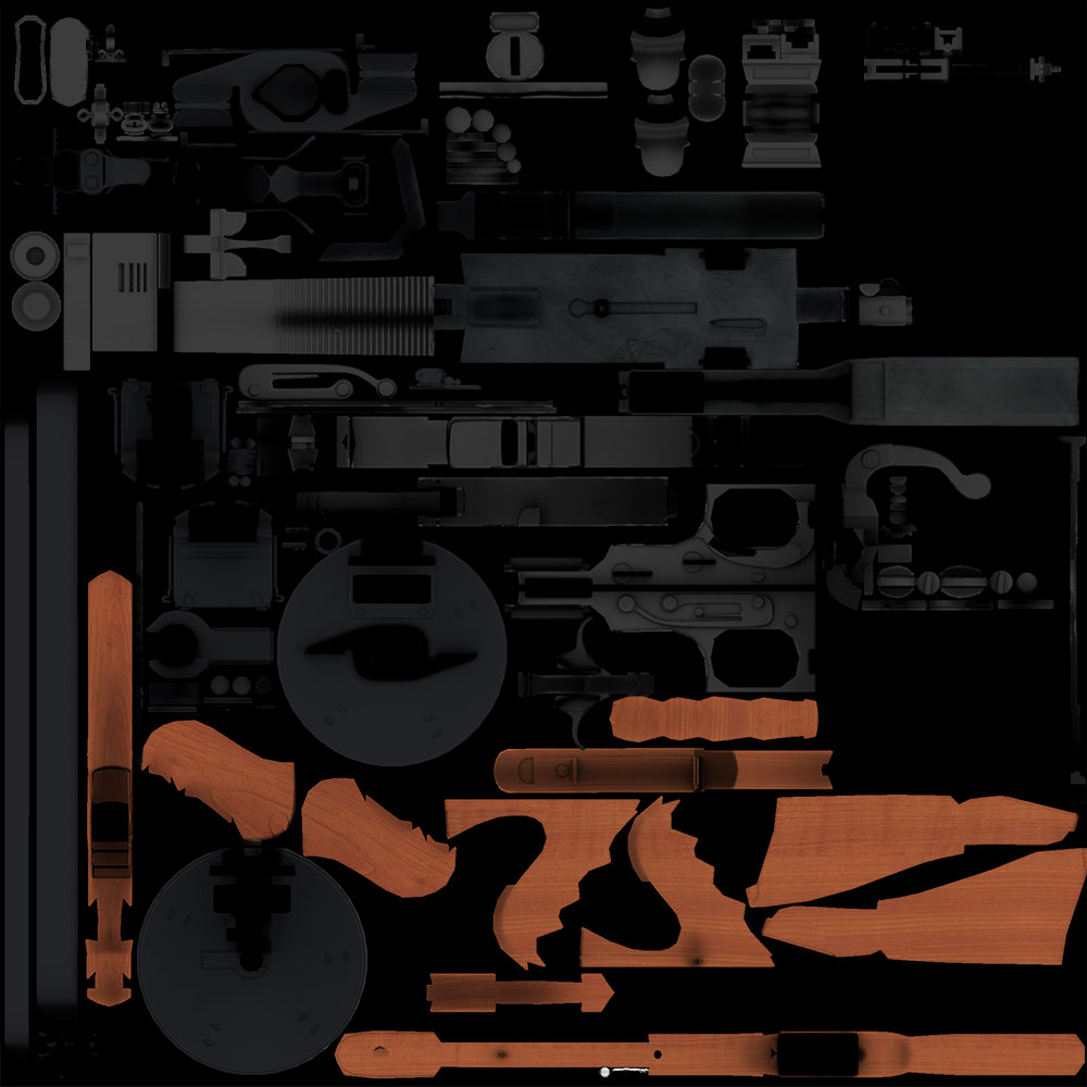 Tommy Gun Submachinegun Low-poly 3D model_16