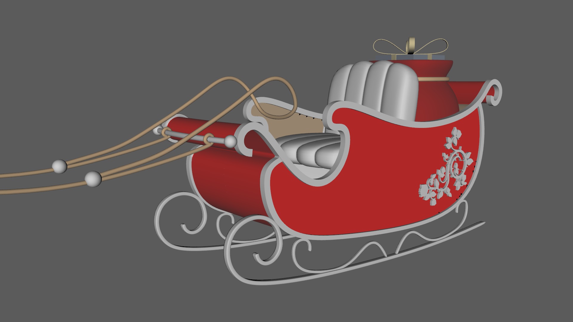 Santa Claus Sleigh With Gift Low-poly 3D model_13