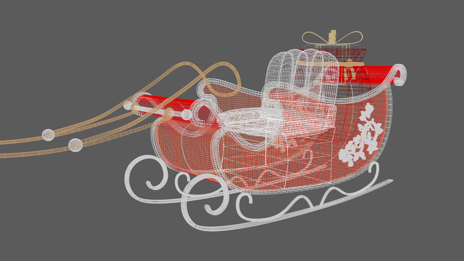 Santa Claus Sleigh With Gift Low-poly 3D model_10
