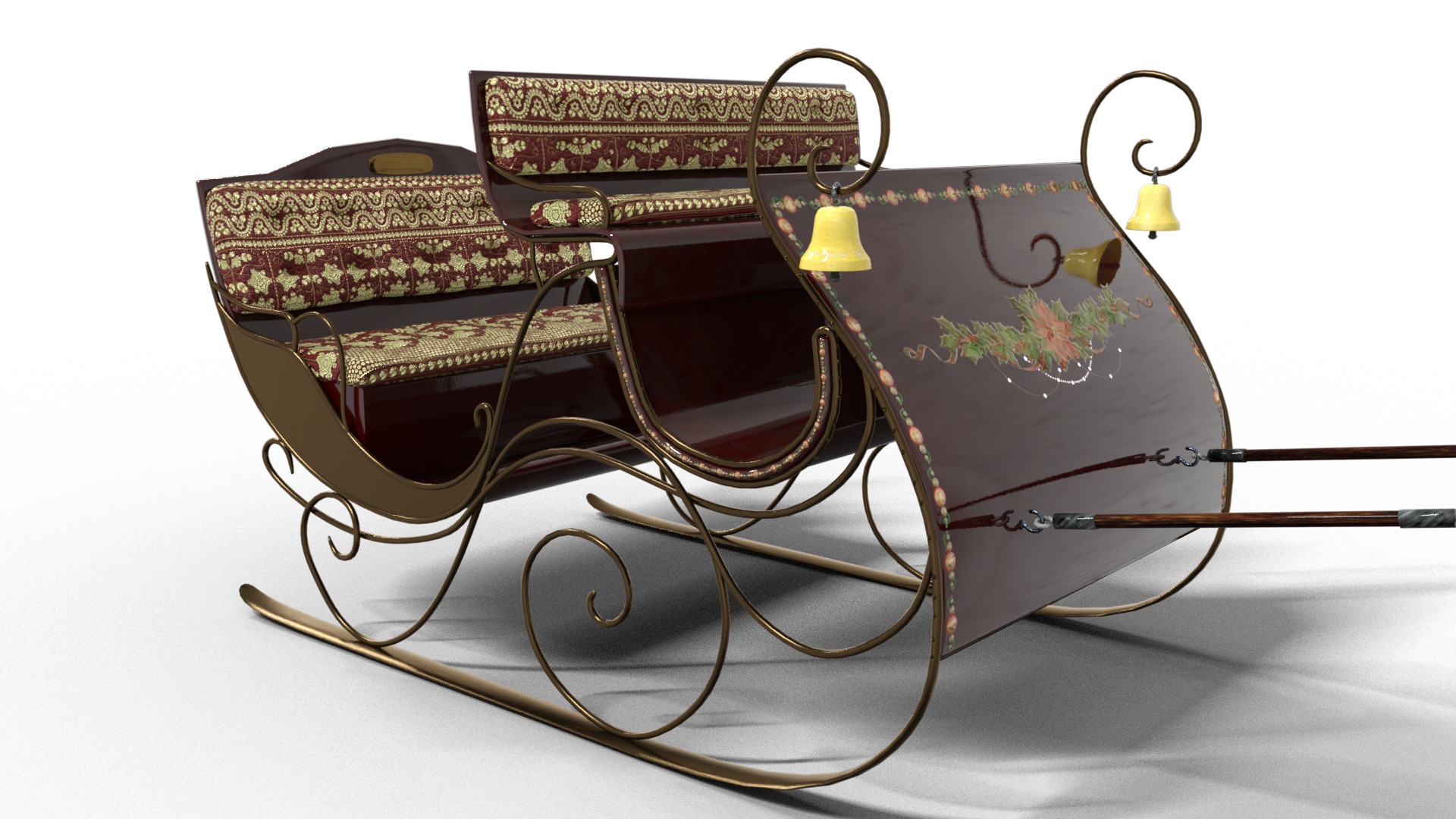  Sleigh For Santa Claus Christmas Low-poly 3D model_16
