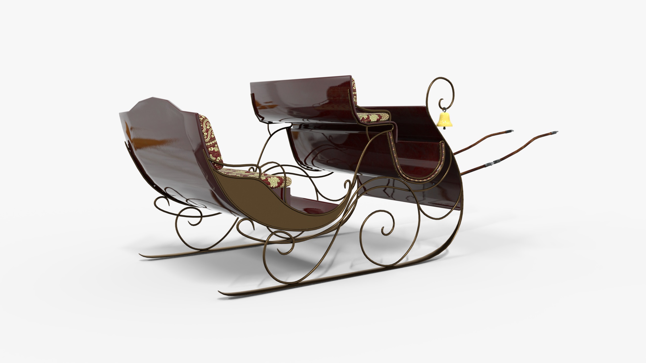  Sleigh For Santa Claus Christmas Low-poly 3D model_2