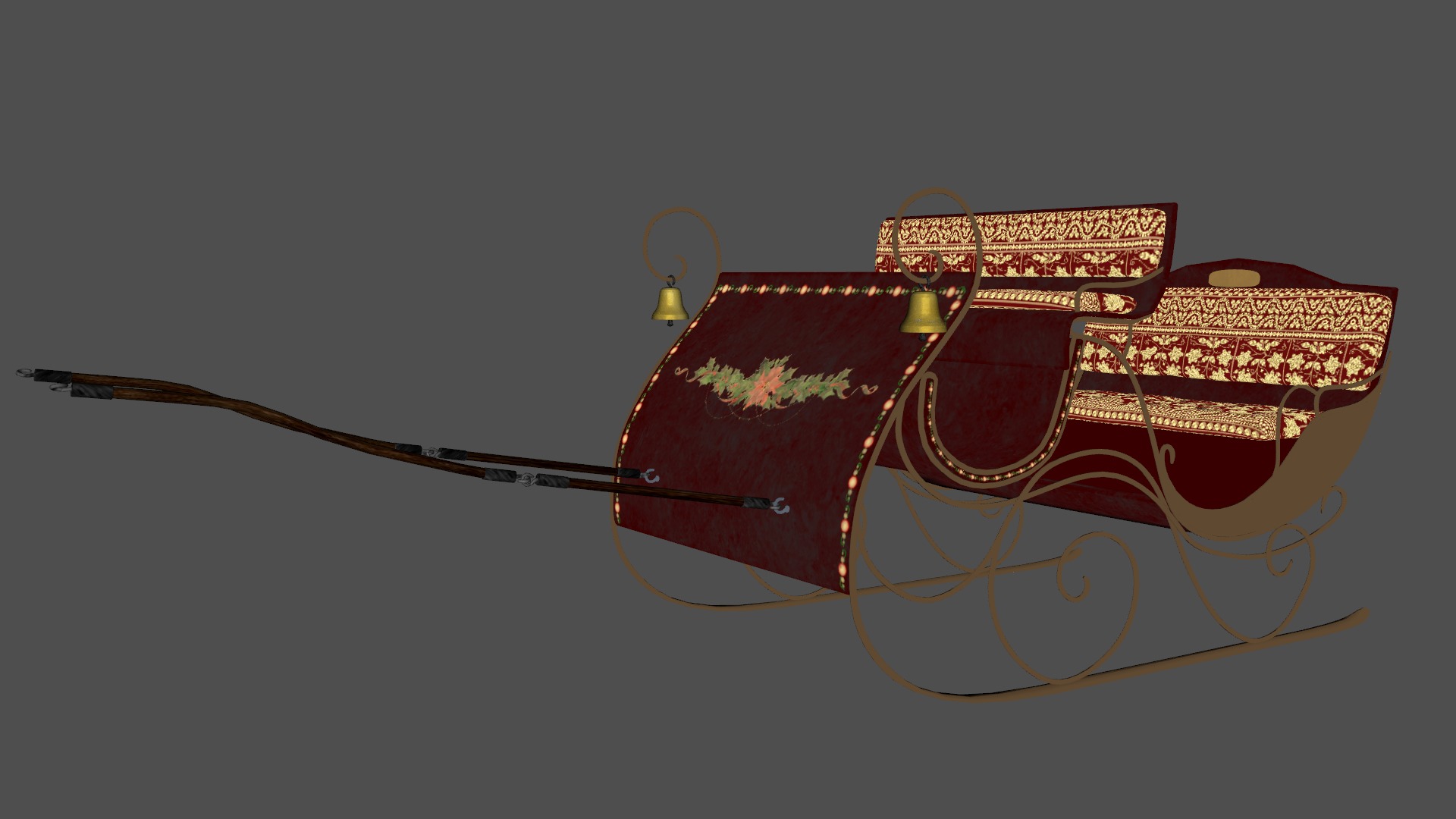  Sleigh For Santa Claus Christmas Low-poly 3D model_10