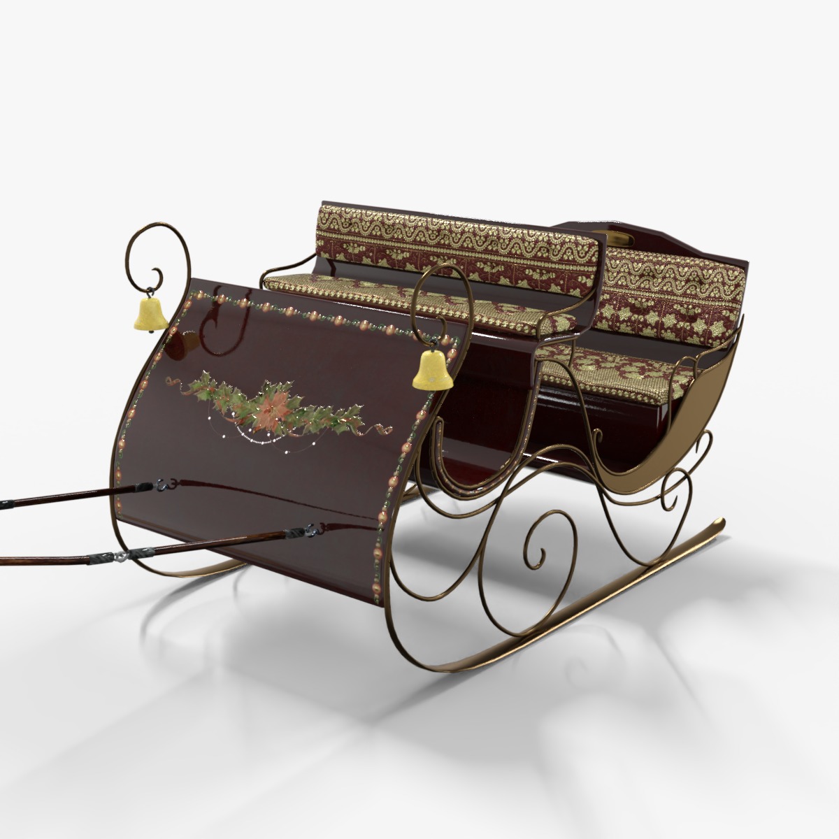 Sleigh For Santa Claus Christmas Low-poly 3D model_13