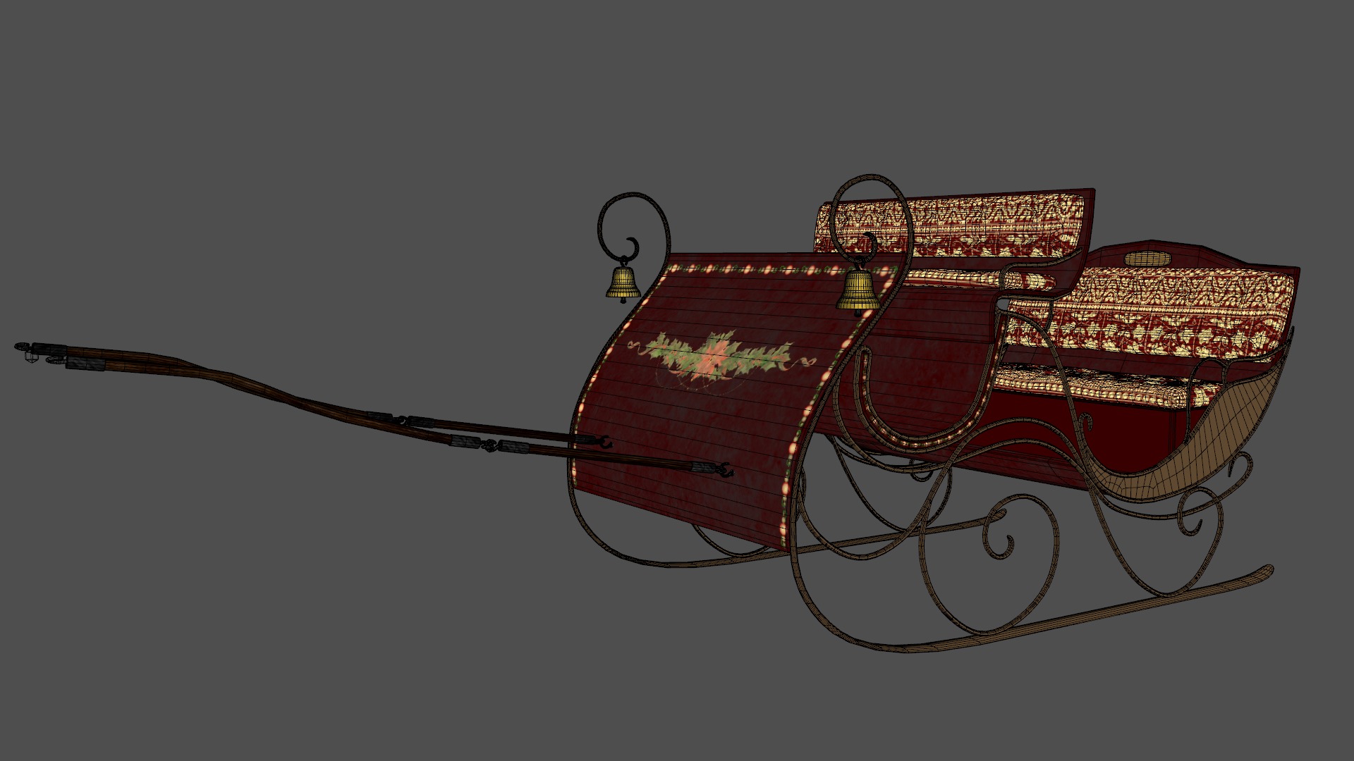  Sleigh For Santa Claus Christmas Low-poly 3D model_8