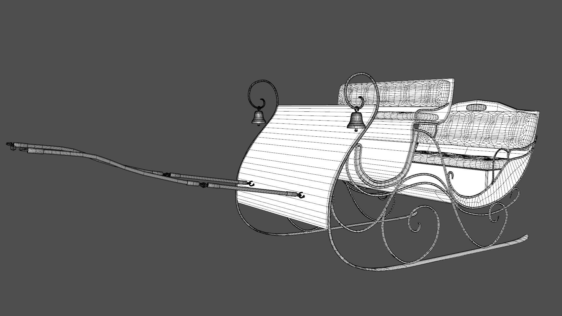  Sleigh For Santa Claus Christmas Low-poly 3D model_7